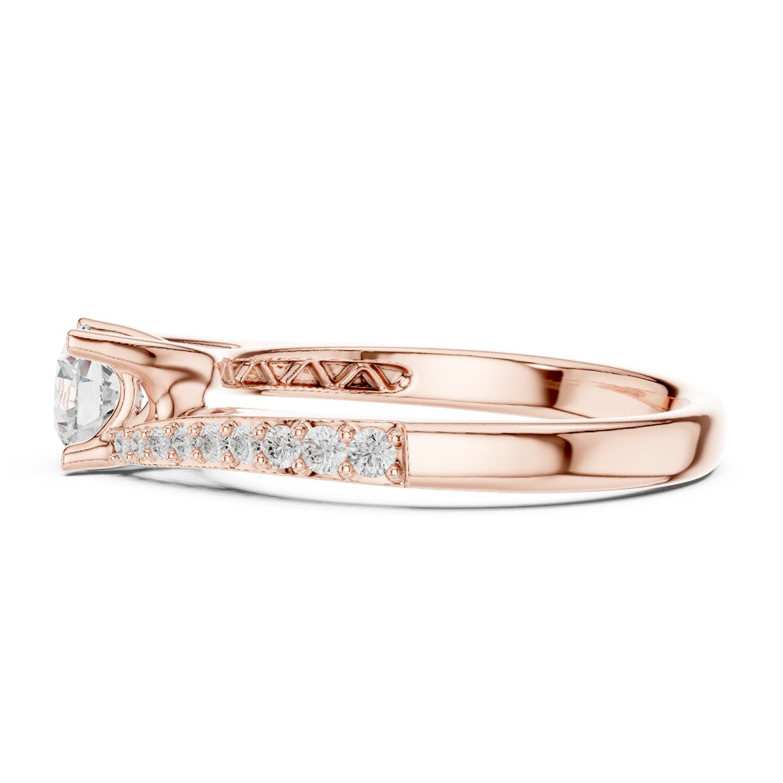 .82 Ct. Round Diamond Solitaire with Bypass Pavé Band (LR-0302) 11