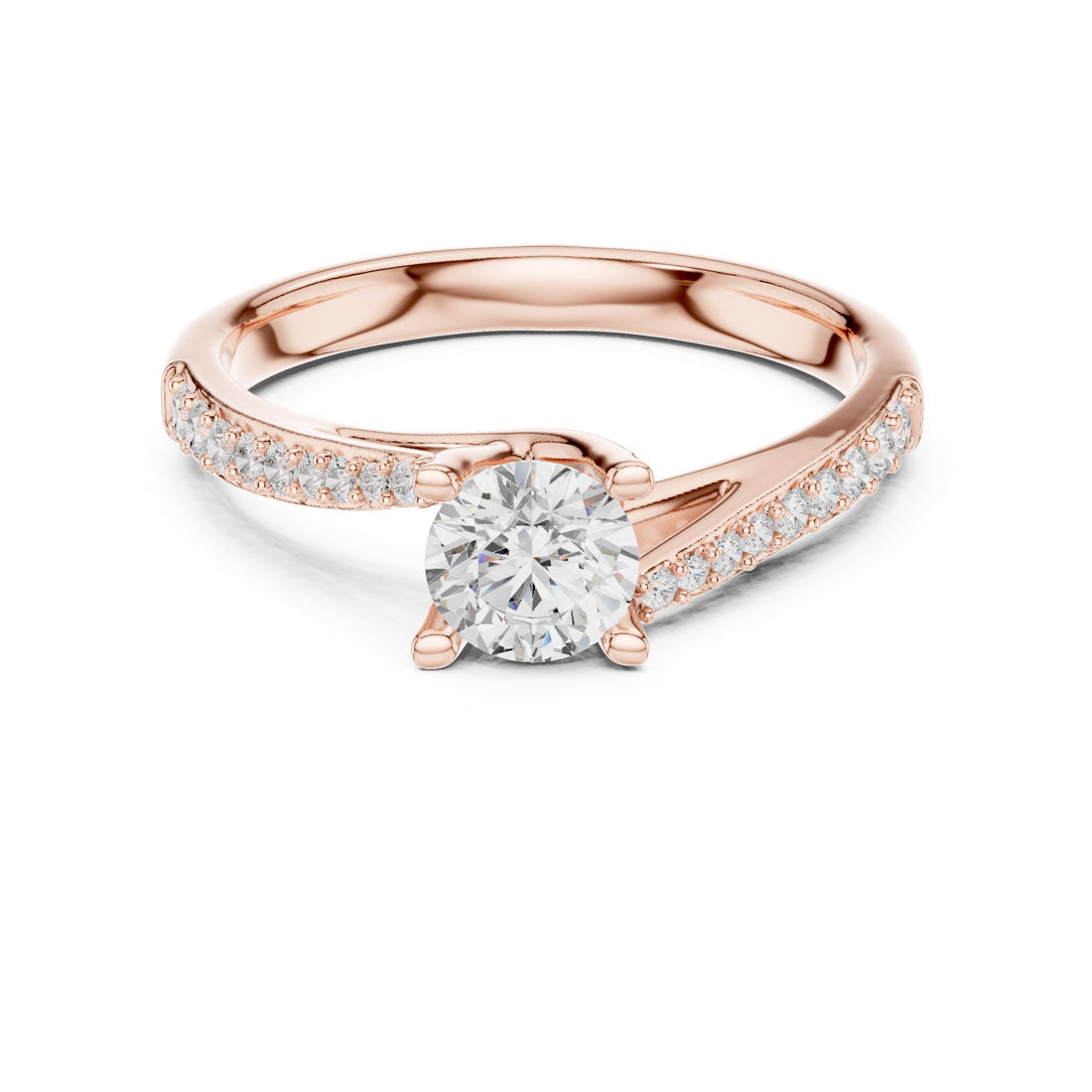 .82 Ct. Round Diamond Solitaire with Bypass Pavé Band (LR-0302) 7