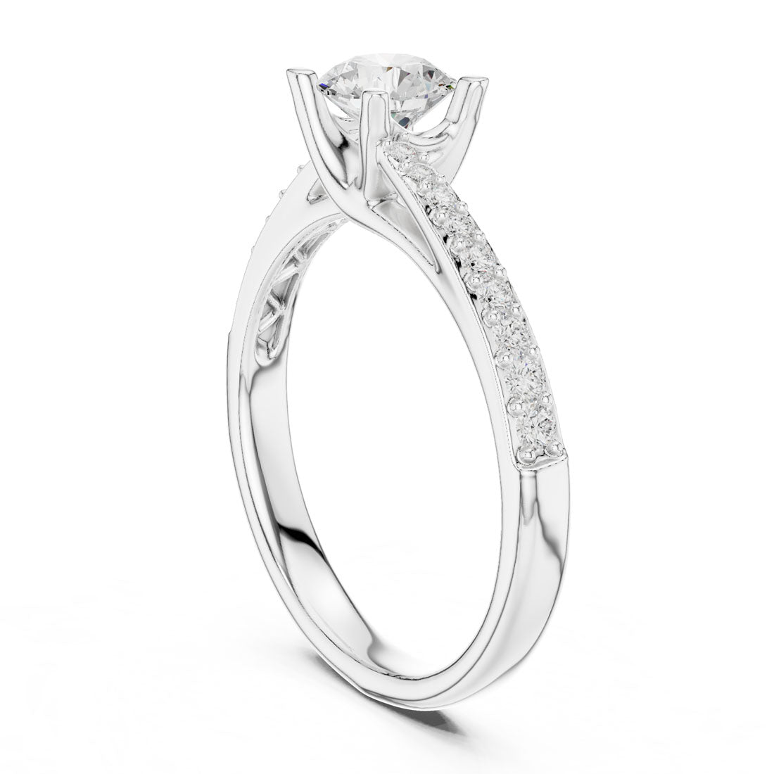 .82 Ct. Round Diamond Solitaire with Bypass Pavé Band (LR-0302) 10