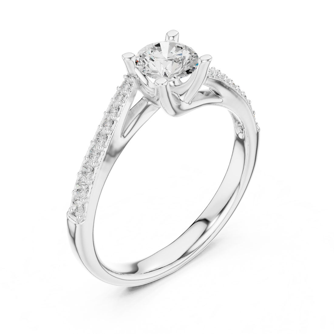 .82 Ct. Round Diamond Solitaire with Bypass Pavé Band (LR-0302) 6