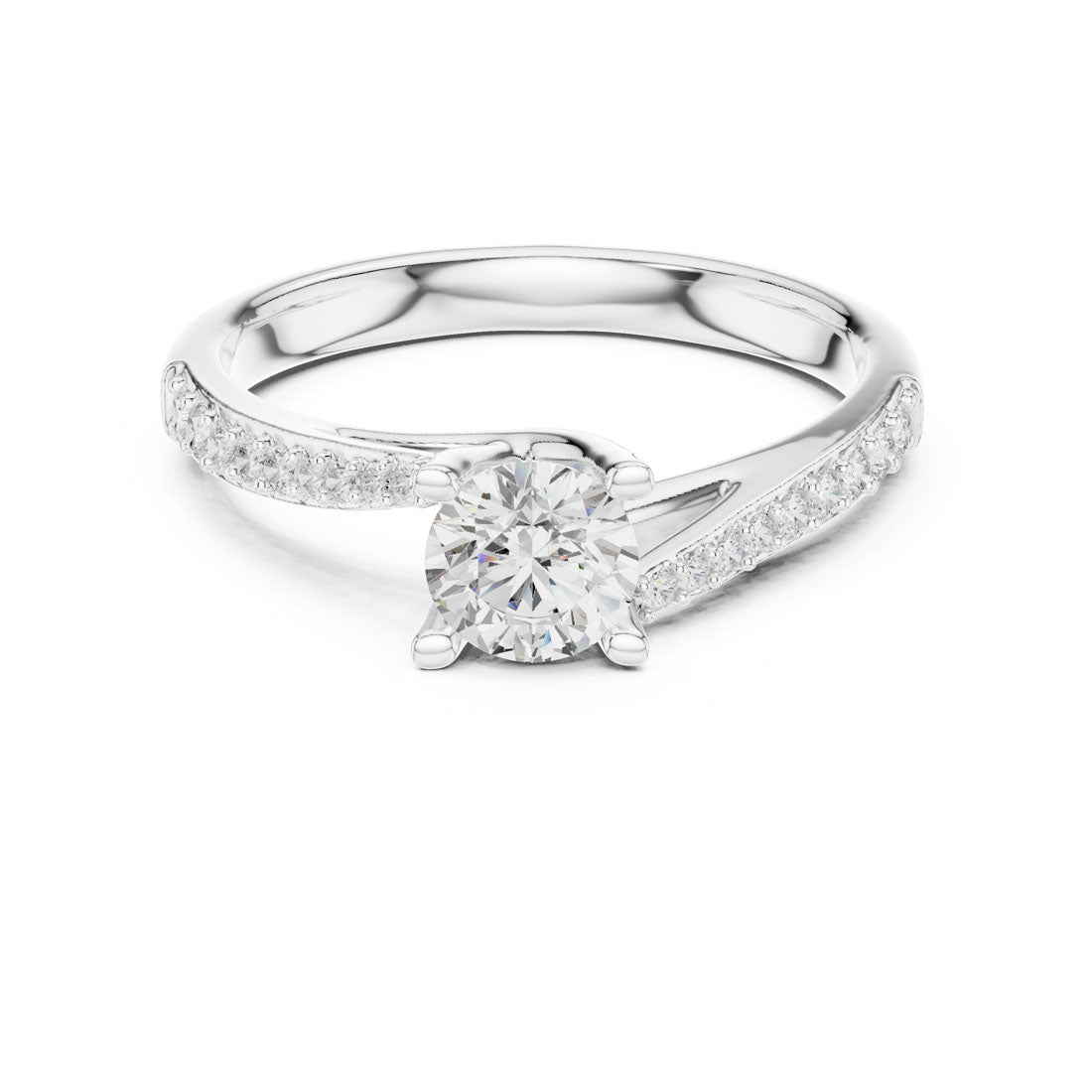 .82 Ct. Round Diamond Solitaire with Bypass Pavé Band (LR-0302) 5