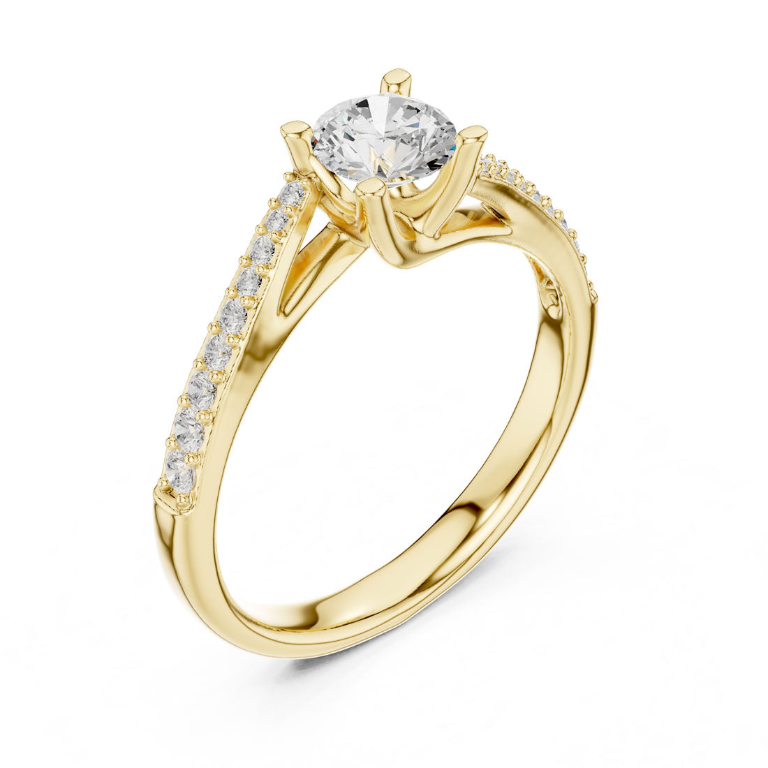 .82 Ct. Round Diamond Solitaire with Bypass Pavé Band (LR-0302)