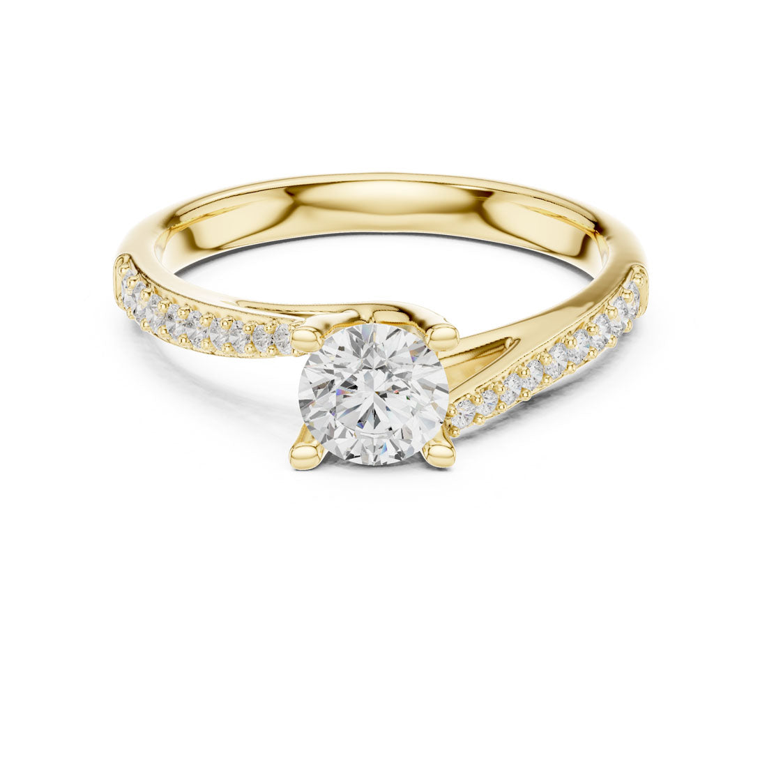 .82 Ct. Round Diamond Solitaire with Bypass Pavé Band (LR-0302)