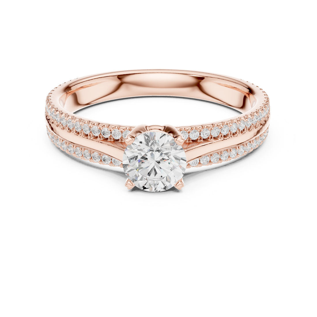 .95 Ct. Round Diamond Solitaire Ring with Double Pavé Band (LR-0310) 7