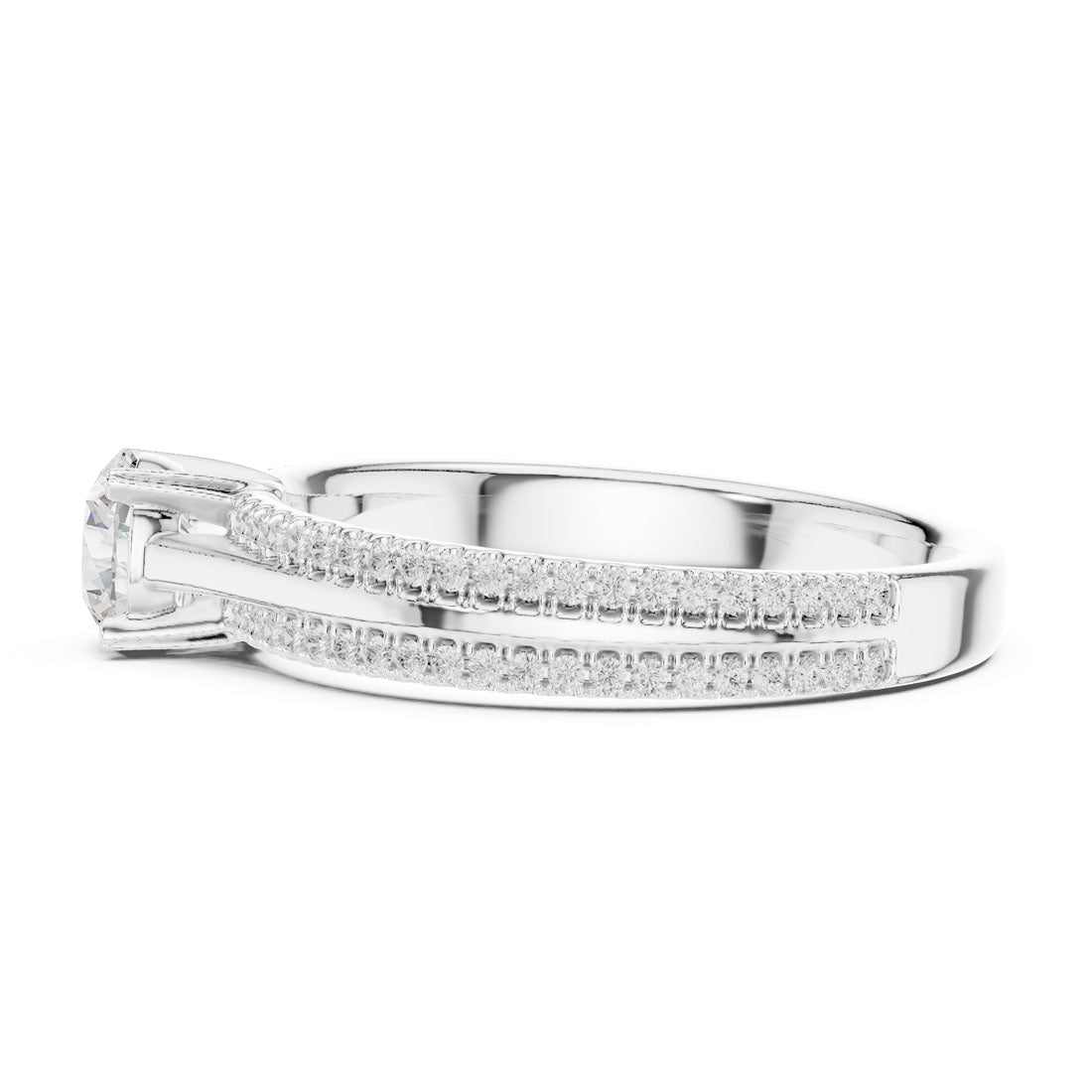 .95 Ct. Round Diamond Solitaire Ring with Double Pavé Band (LR-0310) 11