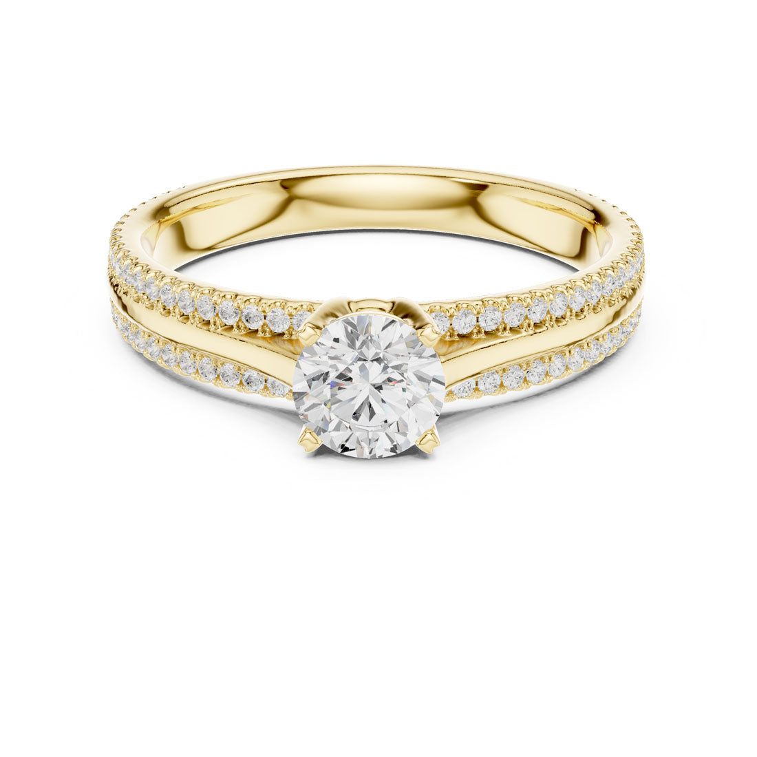 .95 Ct. Round Diamond Solitaire Ring with Double Pavé Band (LR-0310) 5