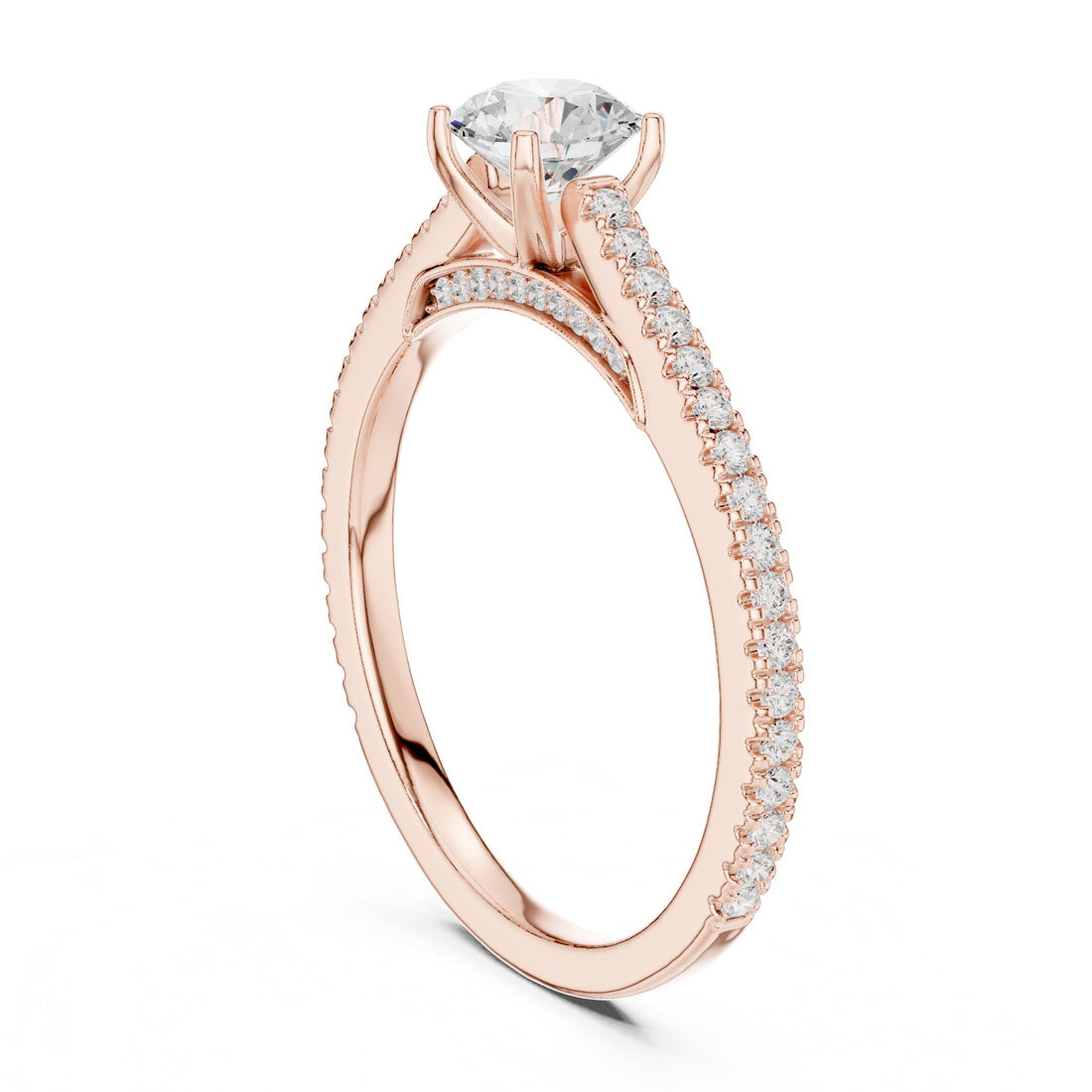 .96 Ct. Round Diamond Solitaire with Uniform Pavé Band (LR-0312) 8