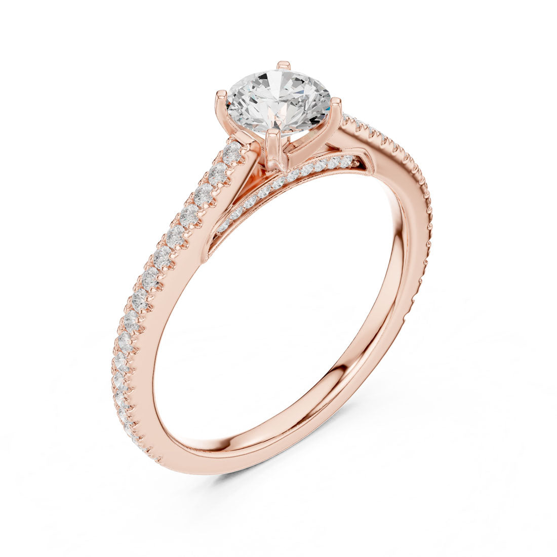 .96 Ct. Round Diamond Solitaire with Uniform Pavé Band (LR-0312) 9