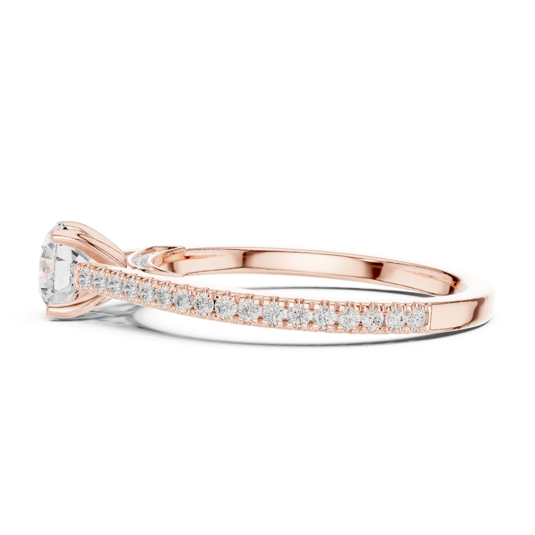 .96 Ct. Round Diamond Solitaire with Uniform Pavé Band (LR-0312) 12