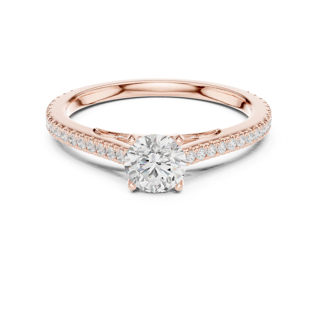 .96 Ct. Round Diamond Solitaire with Uniform Pavé Band (LR-0312) 7