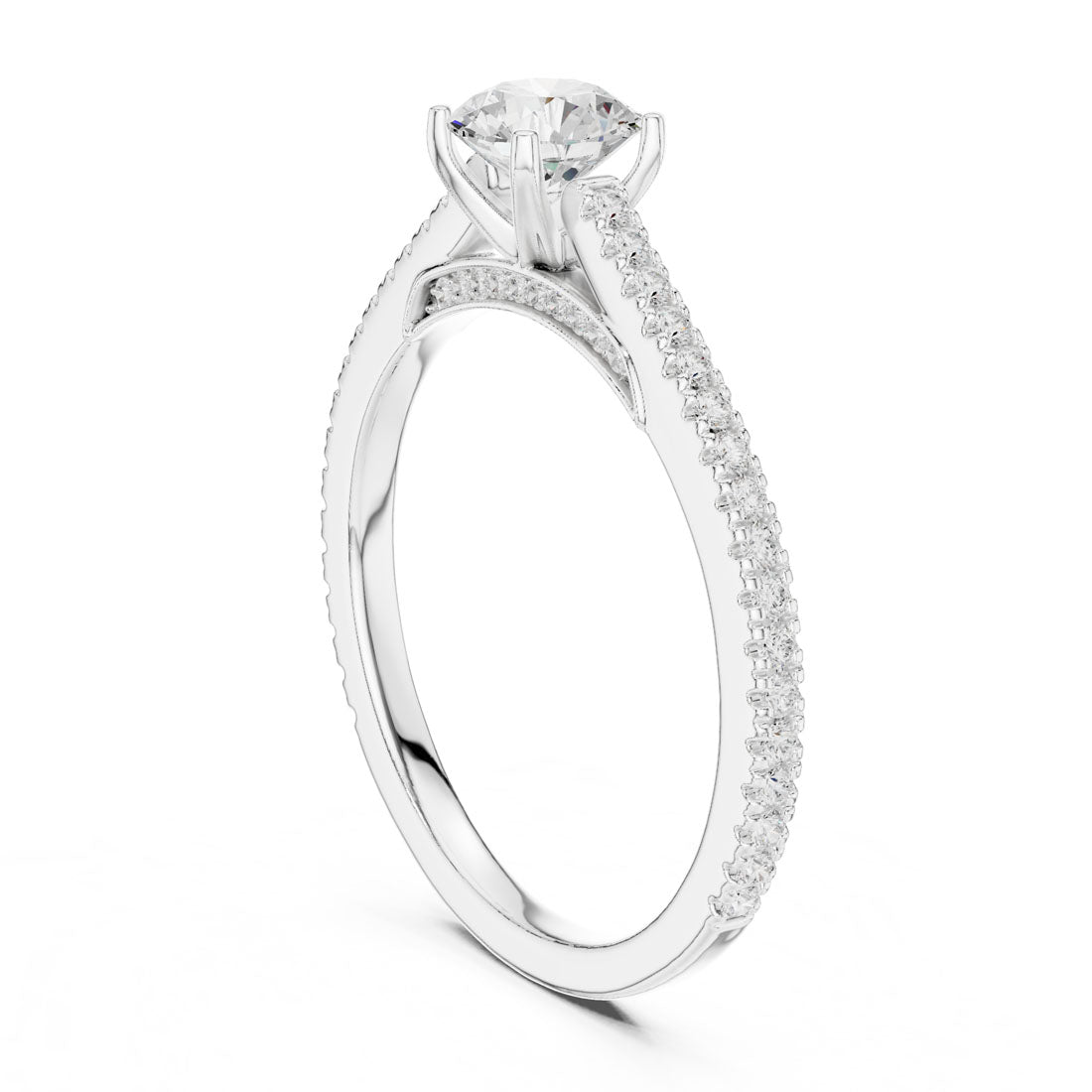 .96 Ct. Round Diamond Solitaire with Uniform Pavé Band (LR-0312) 6