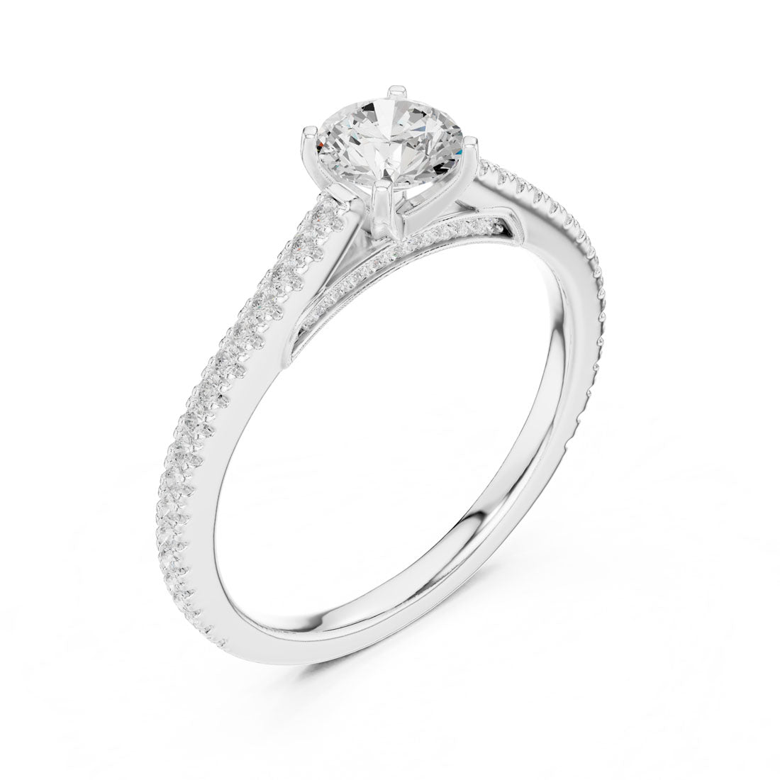 .96 Ct. Round Diamond Solitaire with Uniform Pavé Band (LR-0312) 10