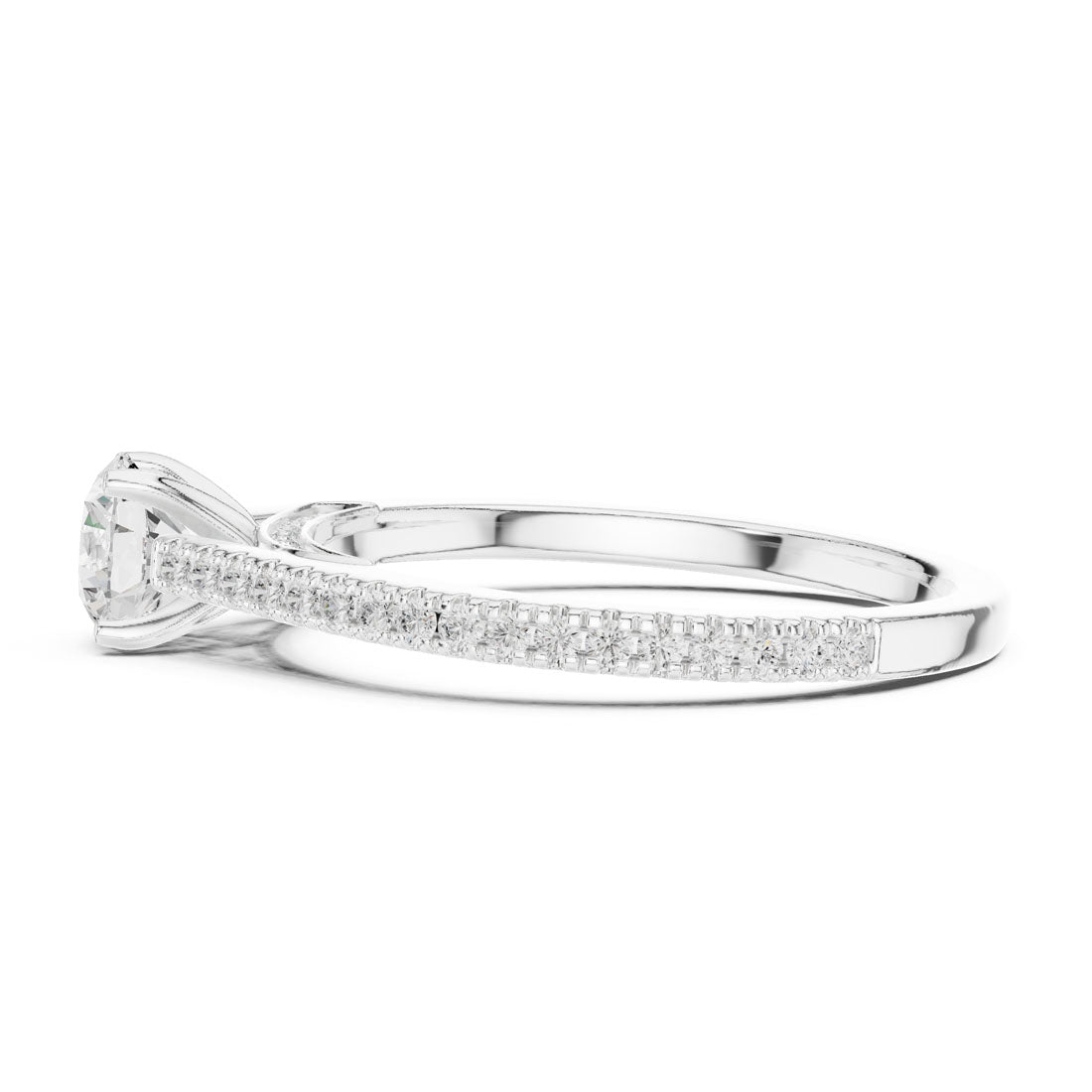 .96 Ct. Round Diamond Solitaire with Uniform Pavé Band (LR-0312) 11