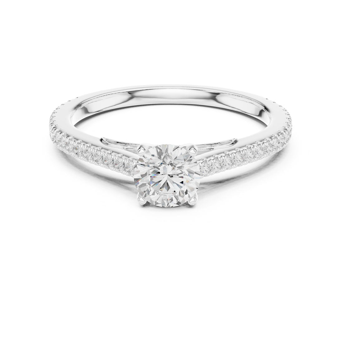 .96 Ct. Round Diamond Solitaire with Uniform Pavé Band (LR-0312)