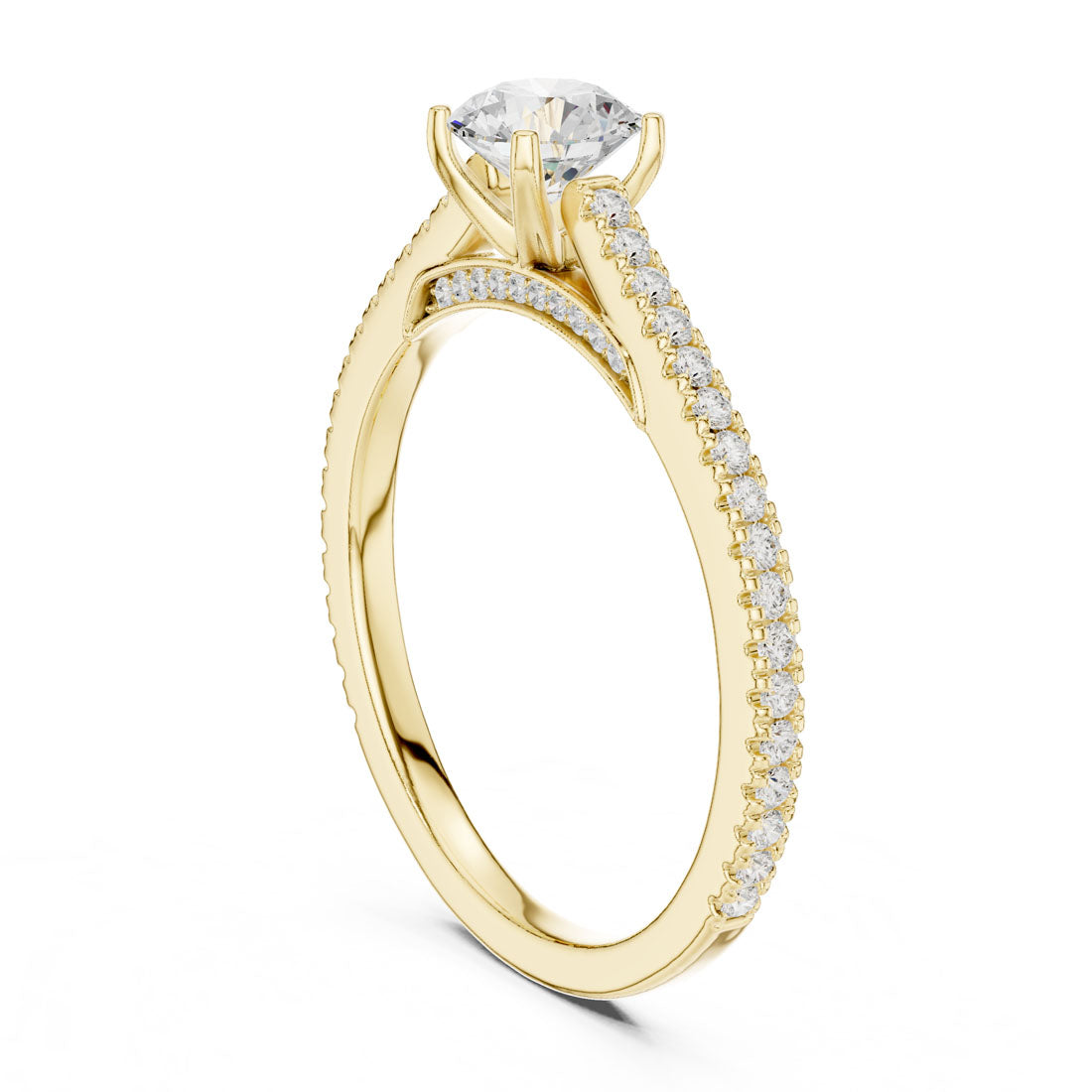.96 Ct. Round Diamond Solitaire with Uniform Pavé Band (LR-0312) 3