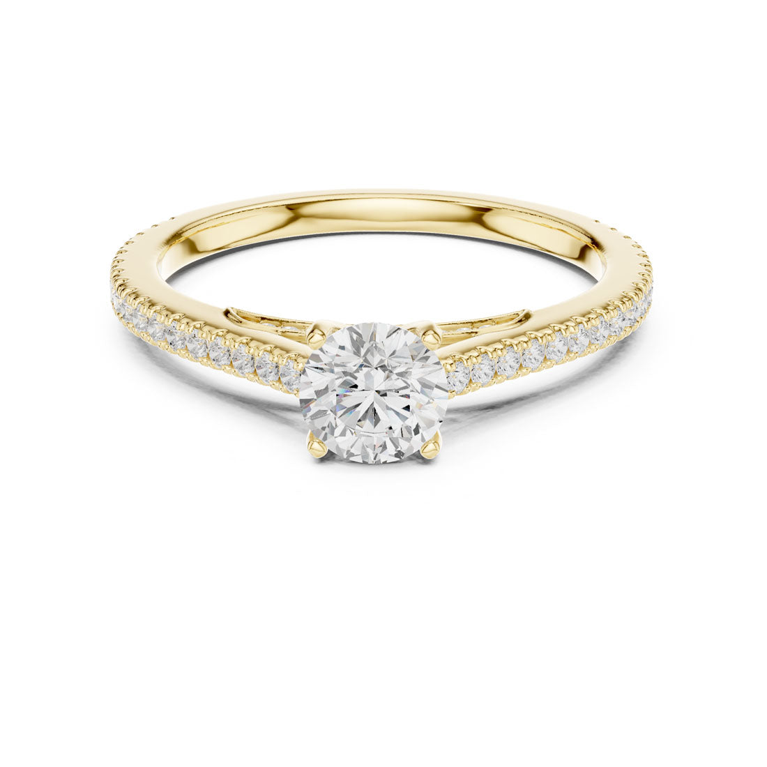 .96 Ct. Round Diamond Solitaire with Uniform Pavé Band (LR-0312) 5