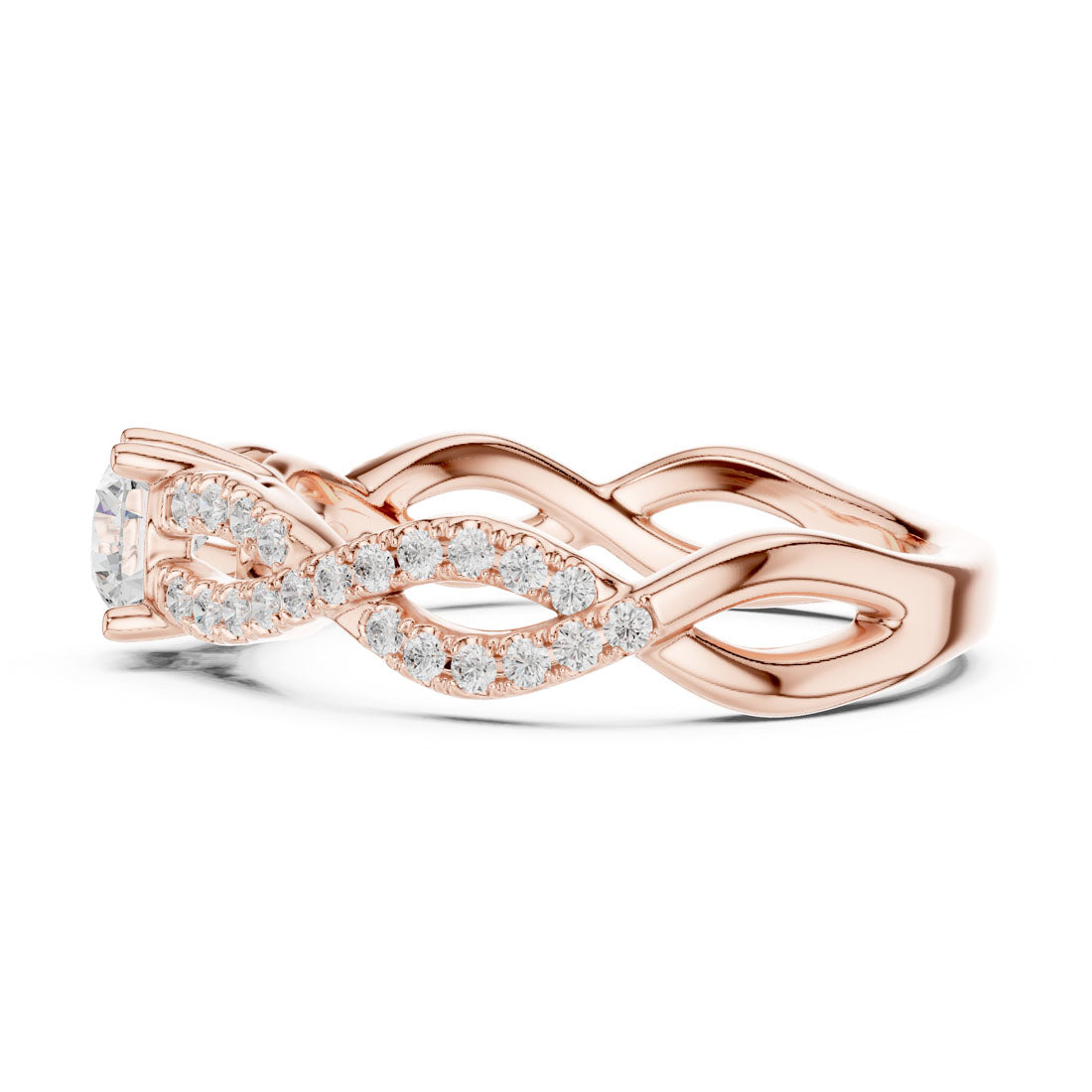 .82 Ct. Round Diamond Solitaire Ring with Twisted Pavé Band (LR-0316) 9