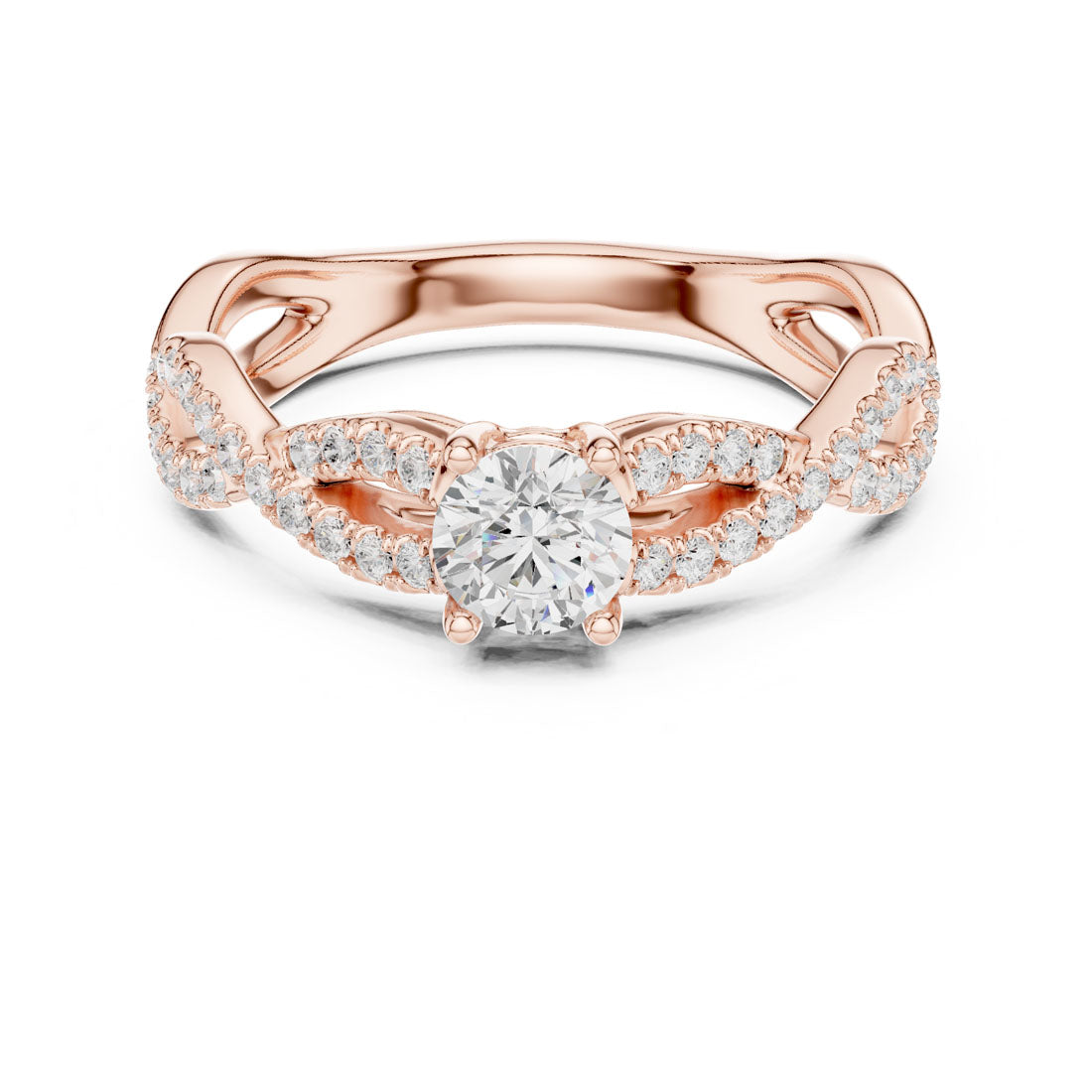 .82 Ct. Round Diamond Solitaire Ring with Twisted Pavé Band (LR-0316) 7