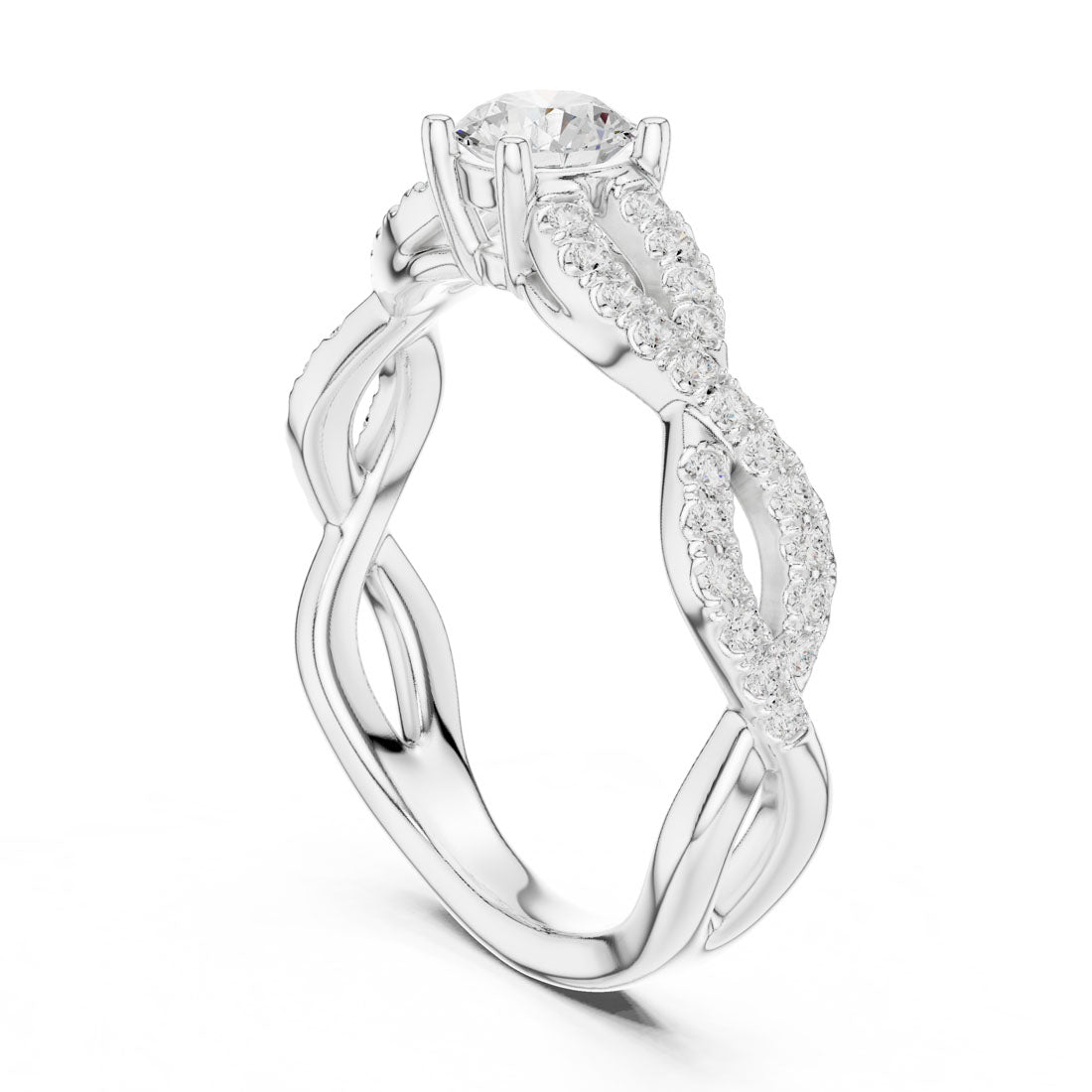 .82 Ct. Round Diamond Solitaire Ring with Twisted Pavé Band (LR-0316) 10