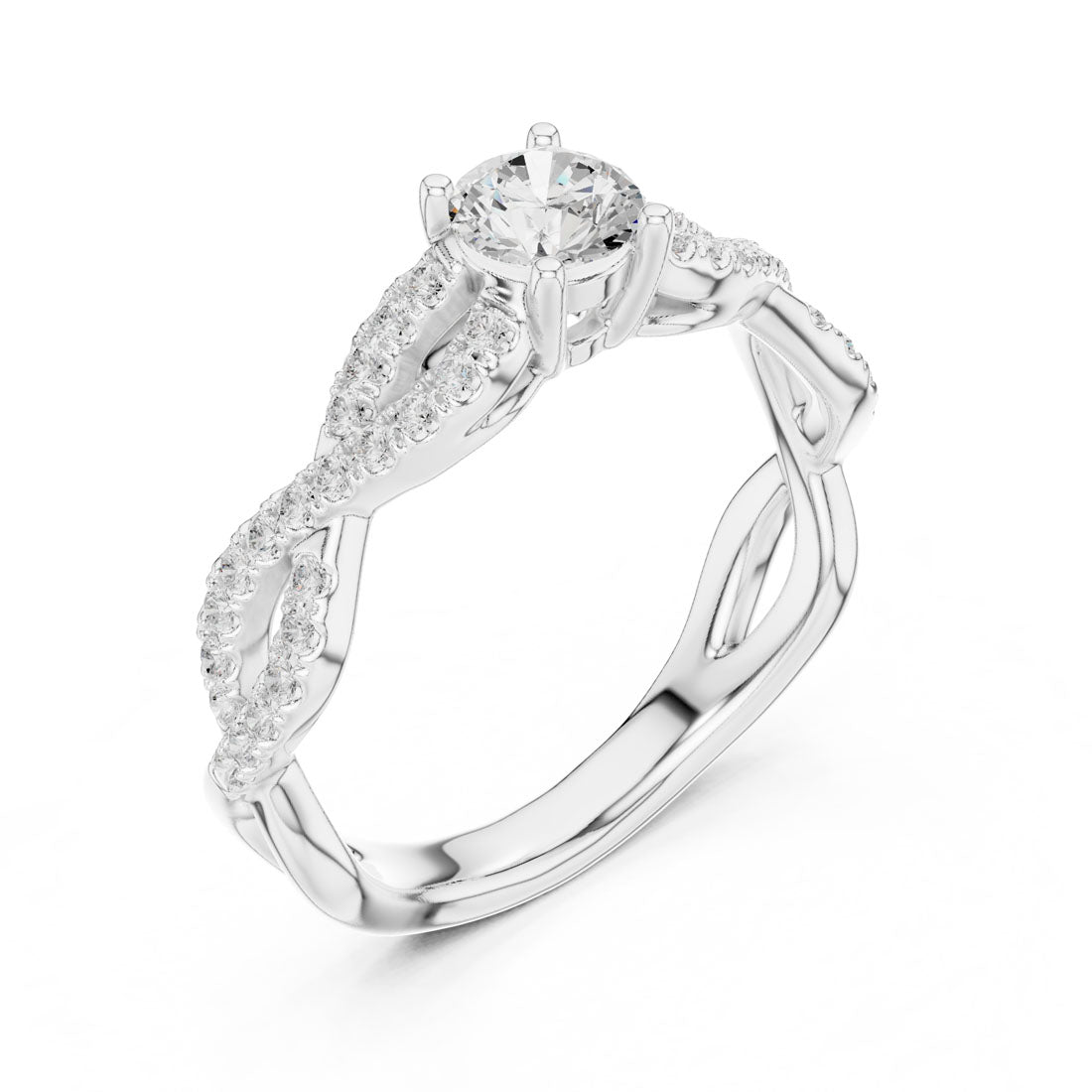 .82 Ct. Round Diamond Solitaire Ring with Twisted Pavé Band (LR-0316) 11