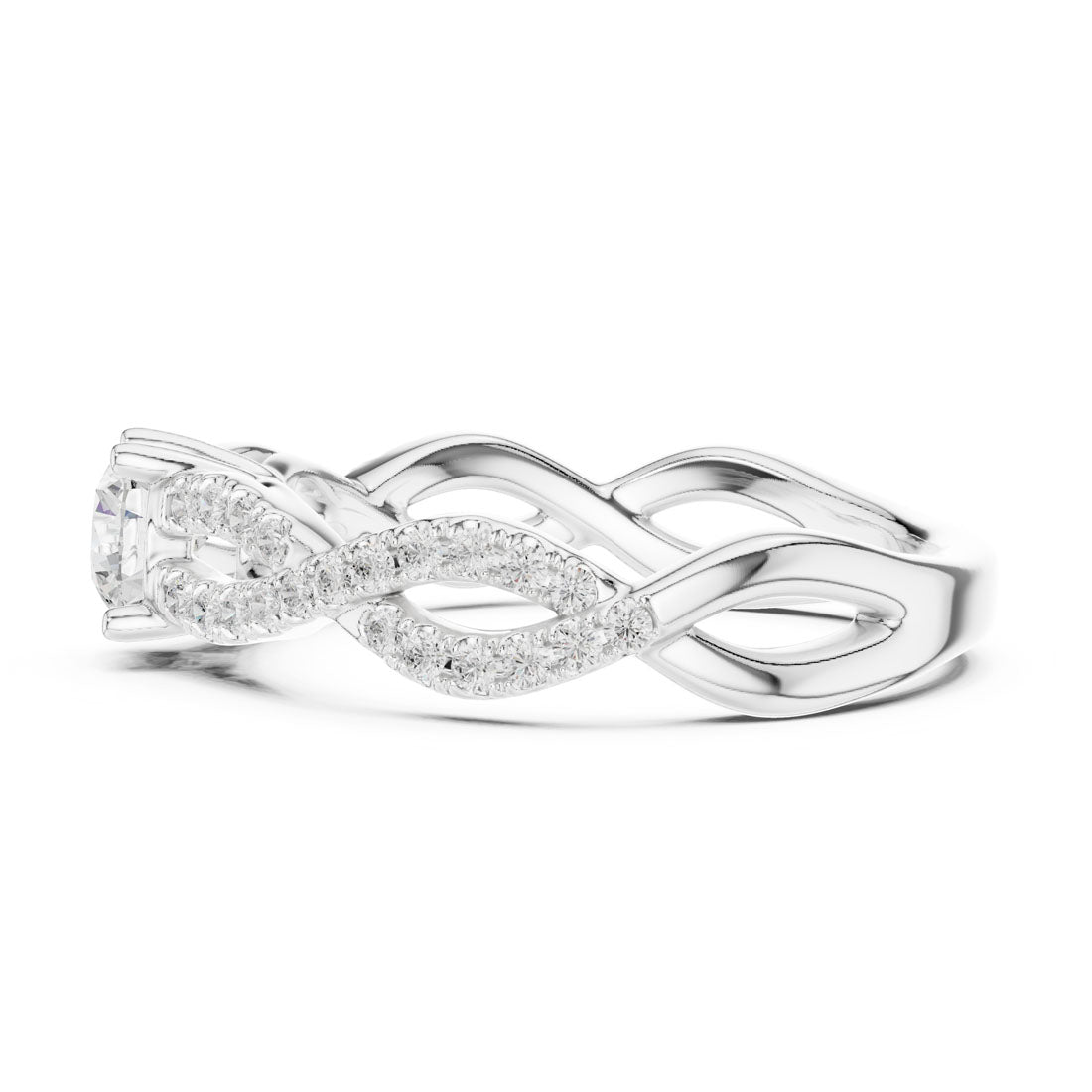 .82 Ct. Round Diamond Solitaire Ring with Twisted Pavé Band (LR-0316) 12