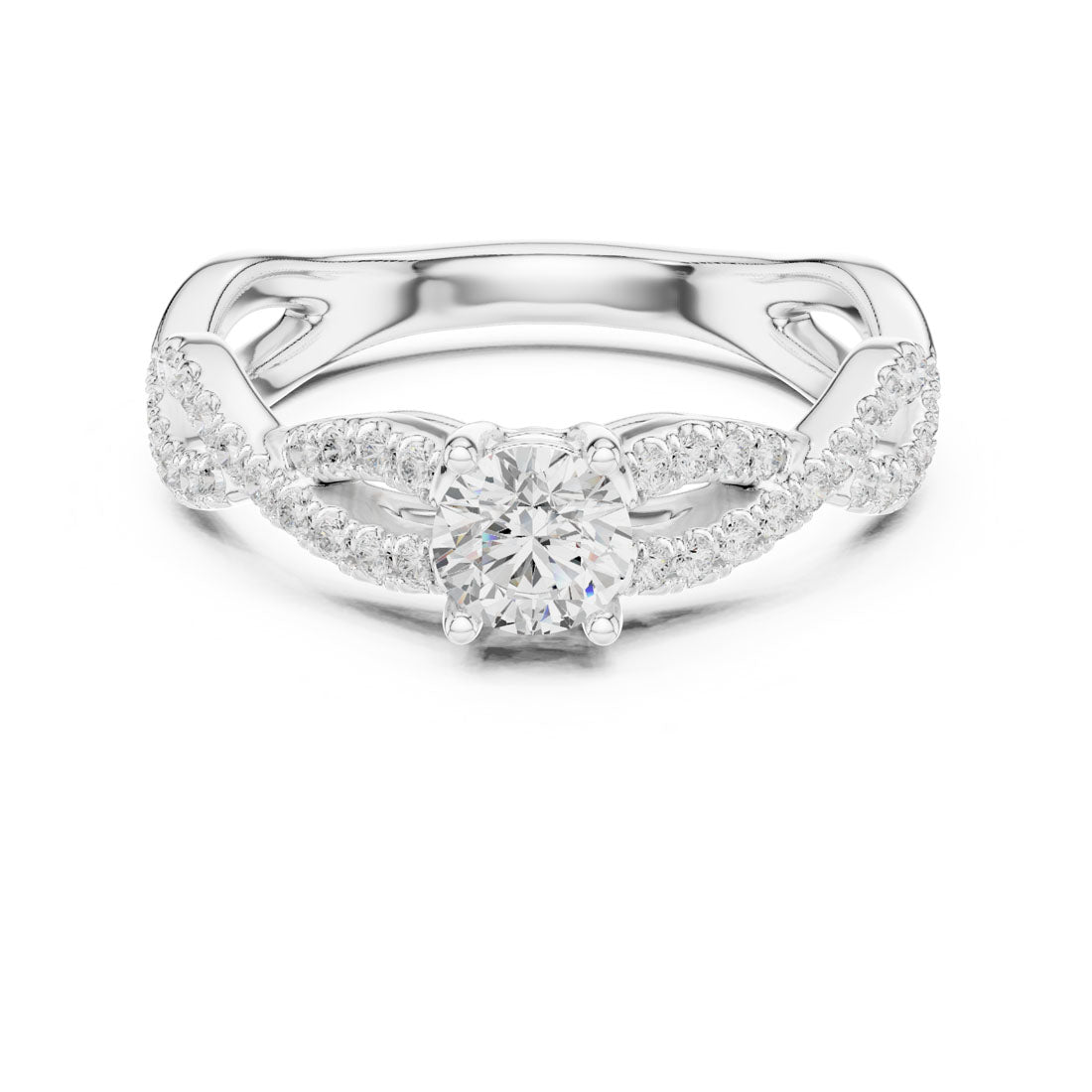 .82 Ct. Round Diamond Solitaire Ring with Twisted Pavé Band (LR-0316)