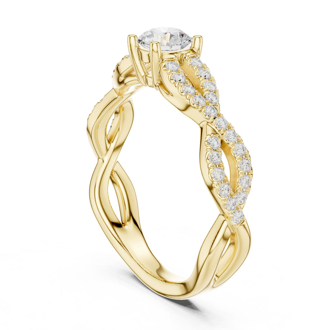 .82 Ct. Round Diamond Solitaire Ring with Twisted Pavé Band (LR-0316) 3