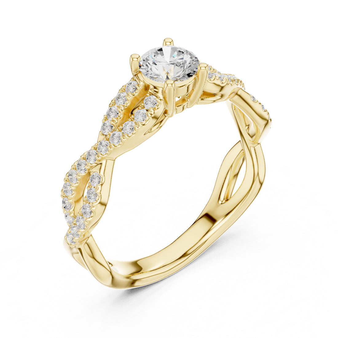 .82 Ct. Round Diamond Solitaire Ring with Twisted Pavé Band (LR-0316)