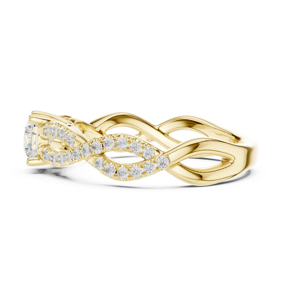 .82 Ct. Round Diamond Solitaire Ring with Twisted Pavé Band (LR-0316) 4