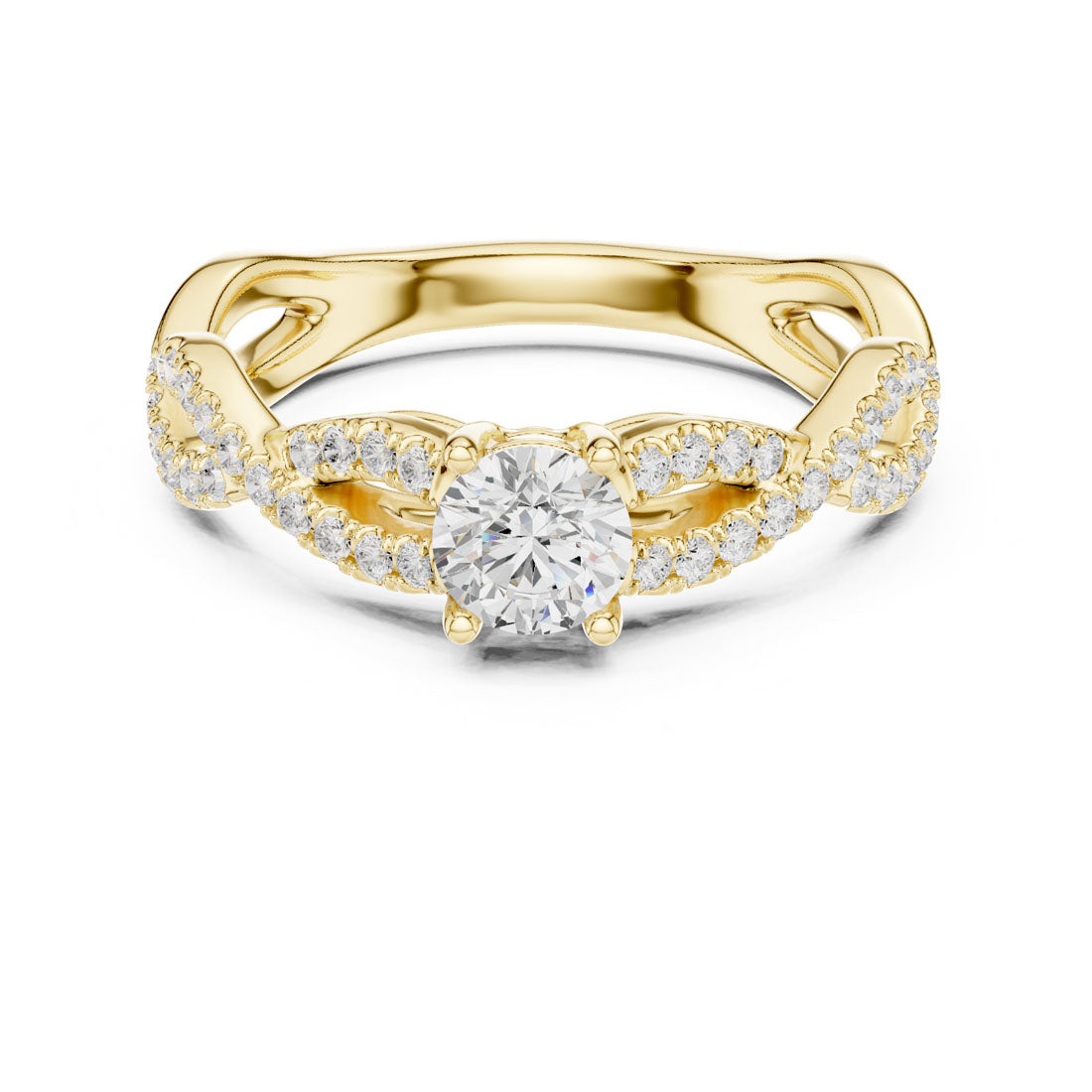 .82 Ct. Round Diamond Solitaire Ring with Twisted Pavé Band (LR-0316) 5