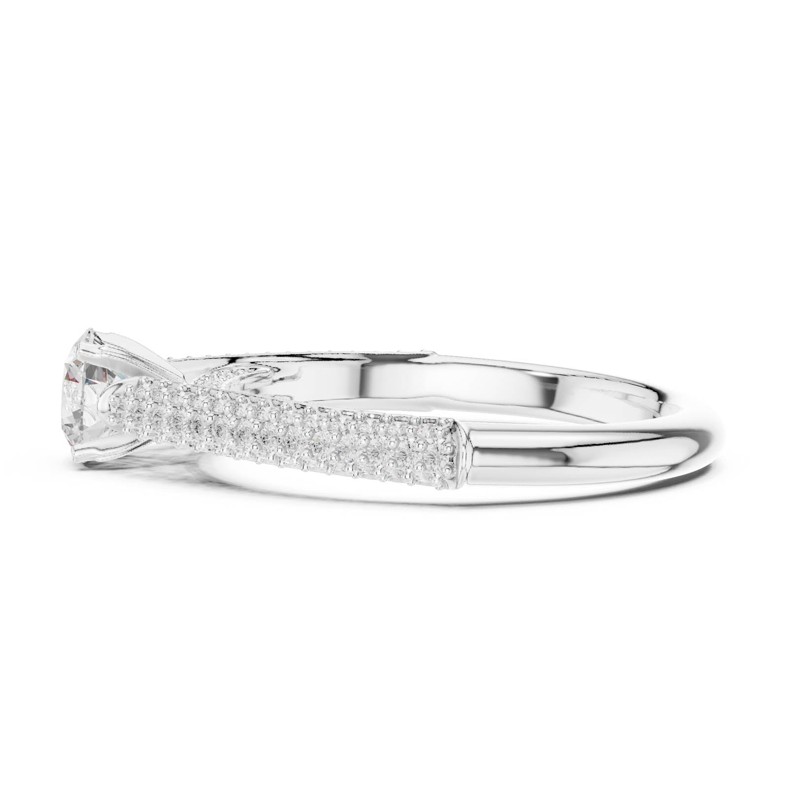 1.07 Ct. Round Diamond Pavé Ring with Tapered Shoulders (LR-0317) 7