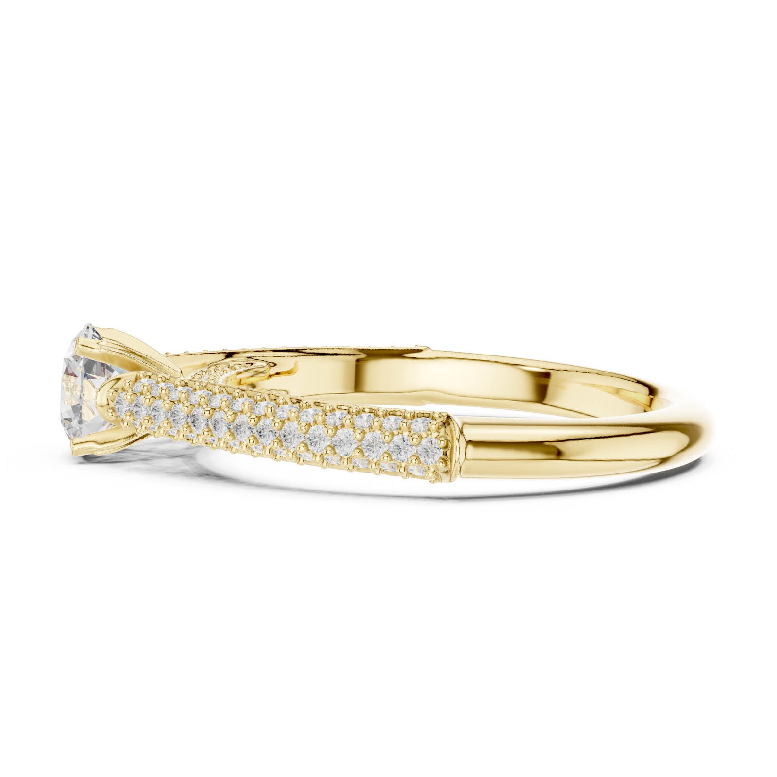 1.07 Ct. Round Diamond Pavé Ring with Tapered Shoulders (LR-0317) 11