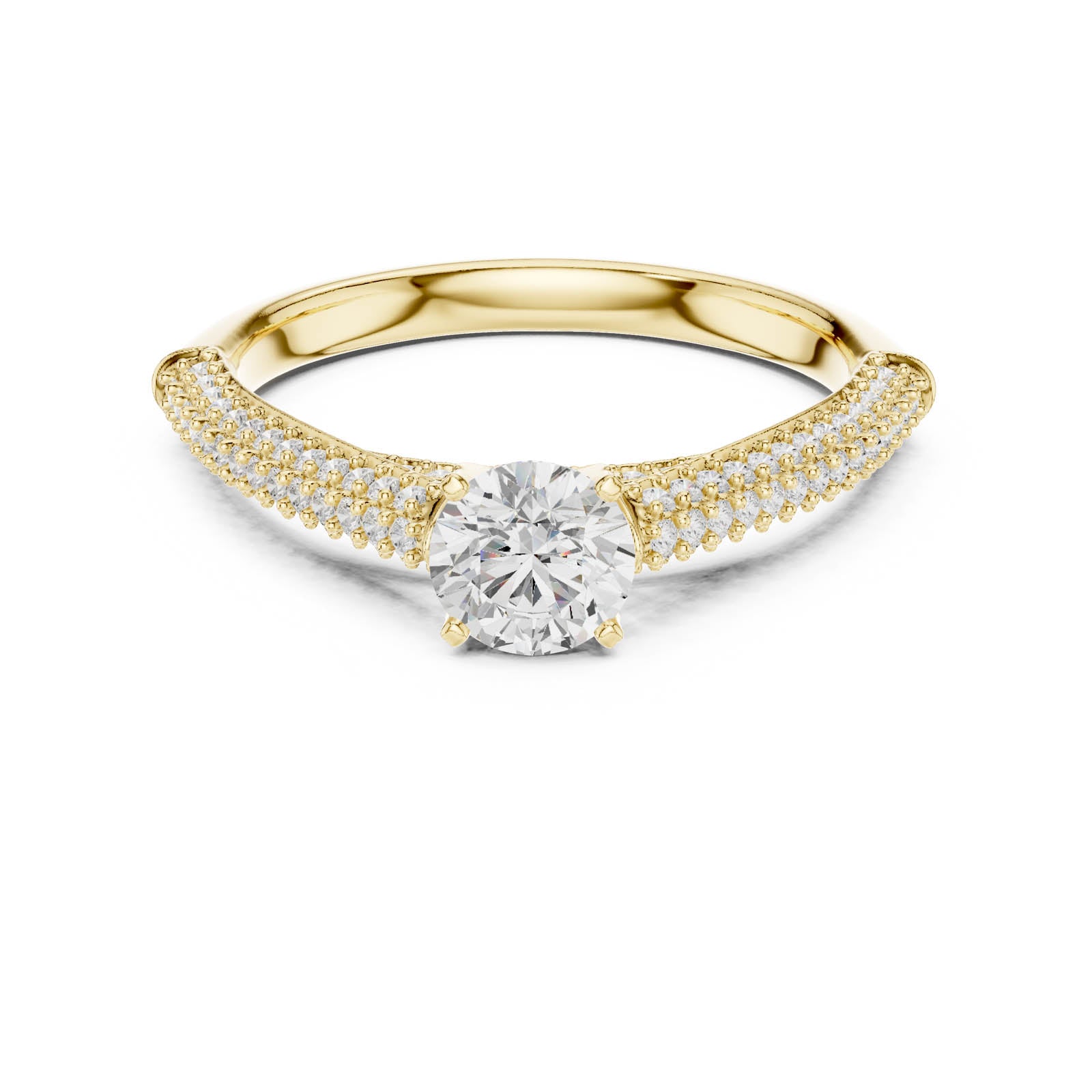 1.07 Ct. Round Diamond Pavé Ring with Tapered Shoulders (LR-0317) 5