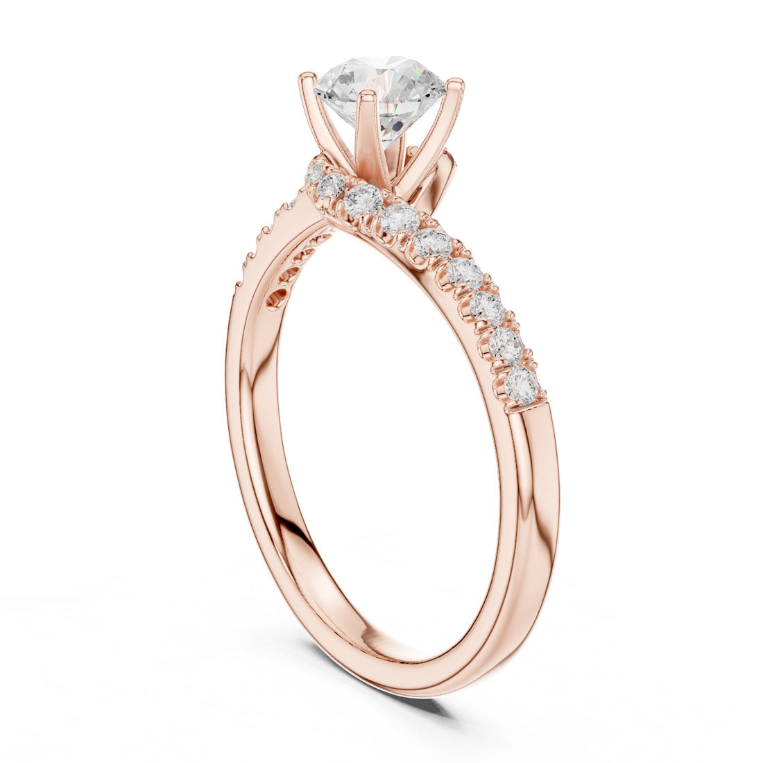.85 Ct. Round Diamond Solitaire with Bypass Pave Band (LR-0320) 9