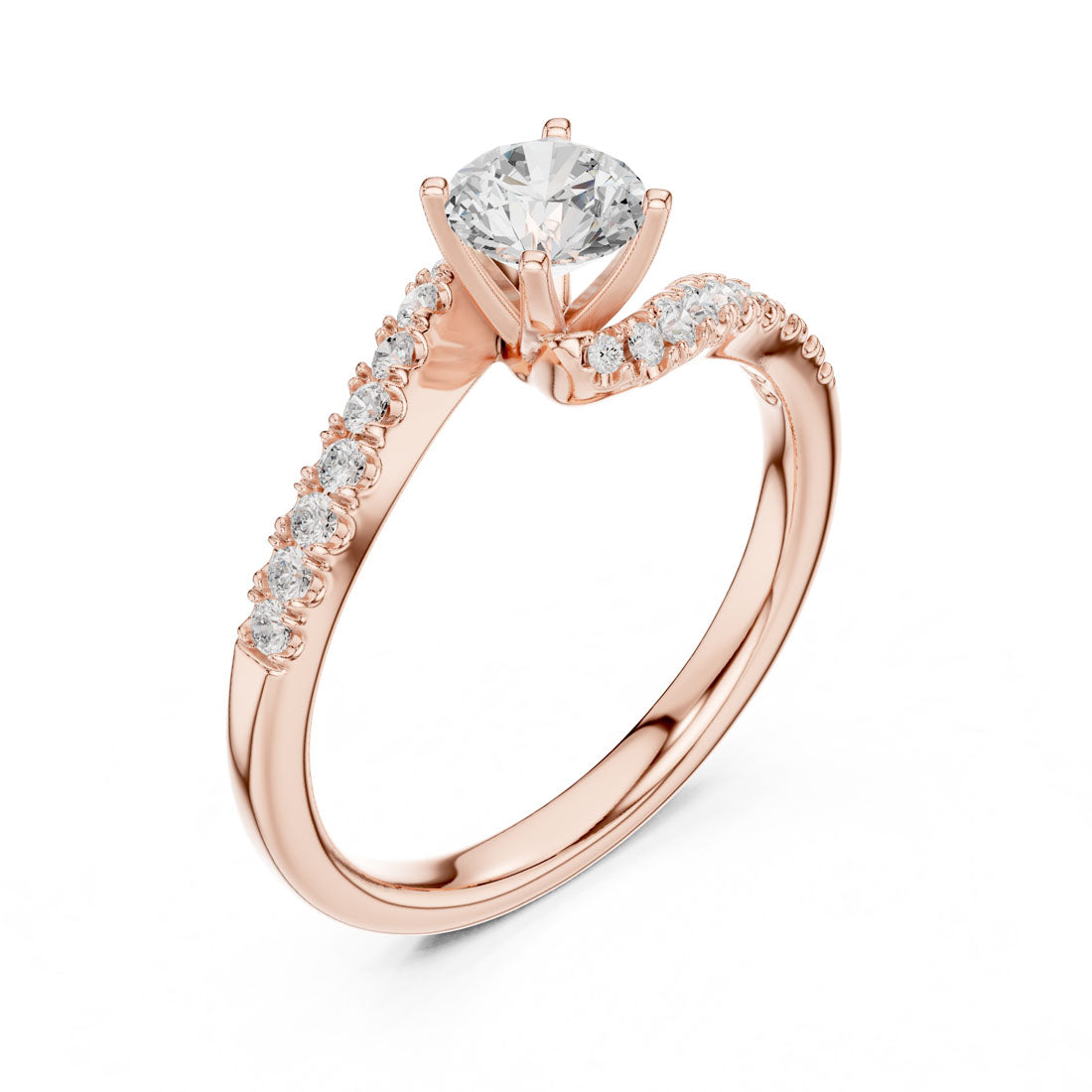 .85 Ct. Round Diamond Solitaire with Bypass Pave Band (LR-0320) 8