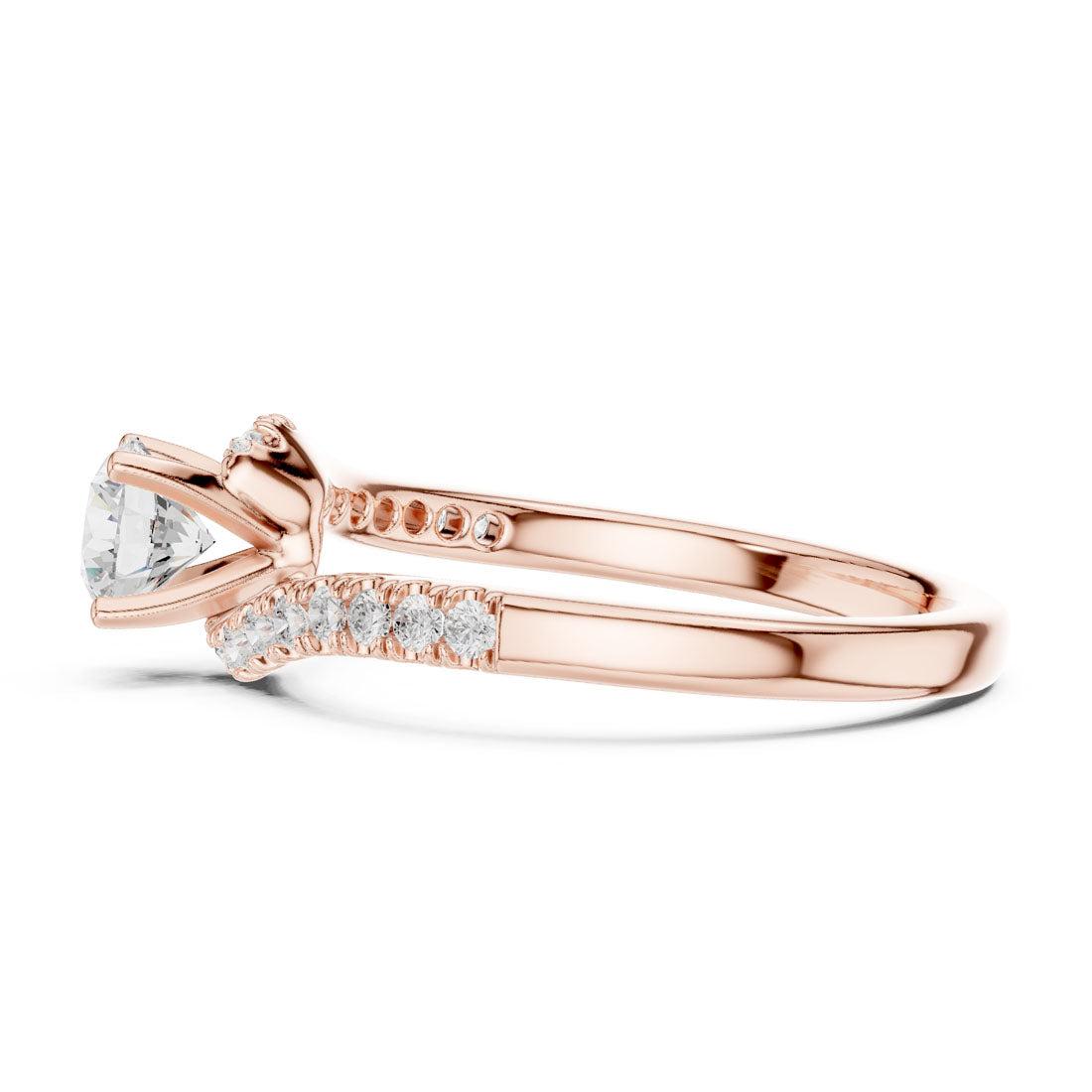.85 Ct. Round Diamond Solitaire with Bypass Pave Band (LR-0320) 11