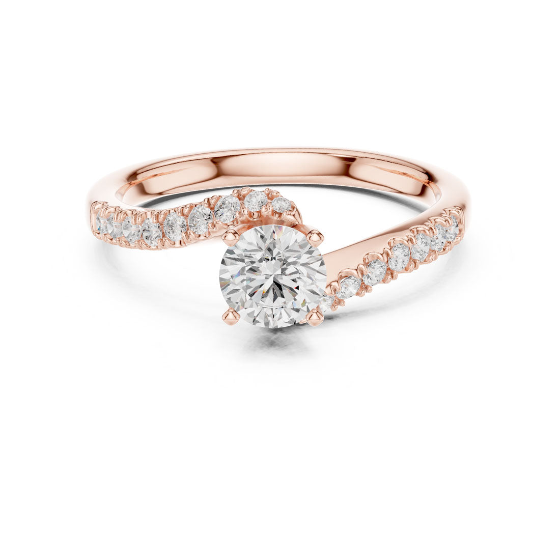 .85 Ct. Round Diamond Solitaire with Bypass Pave Band (LR-0320) 7
