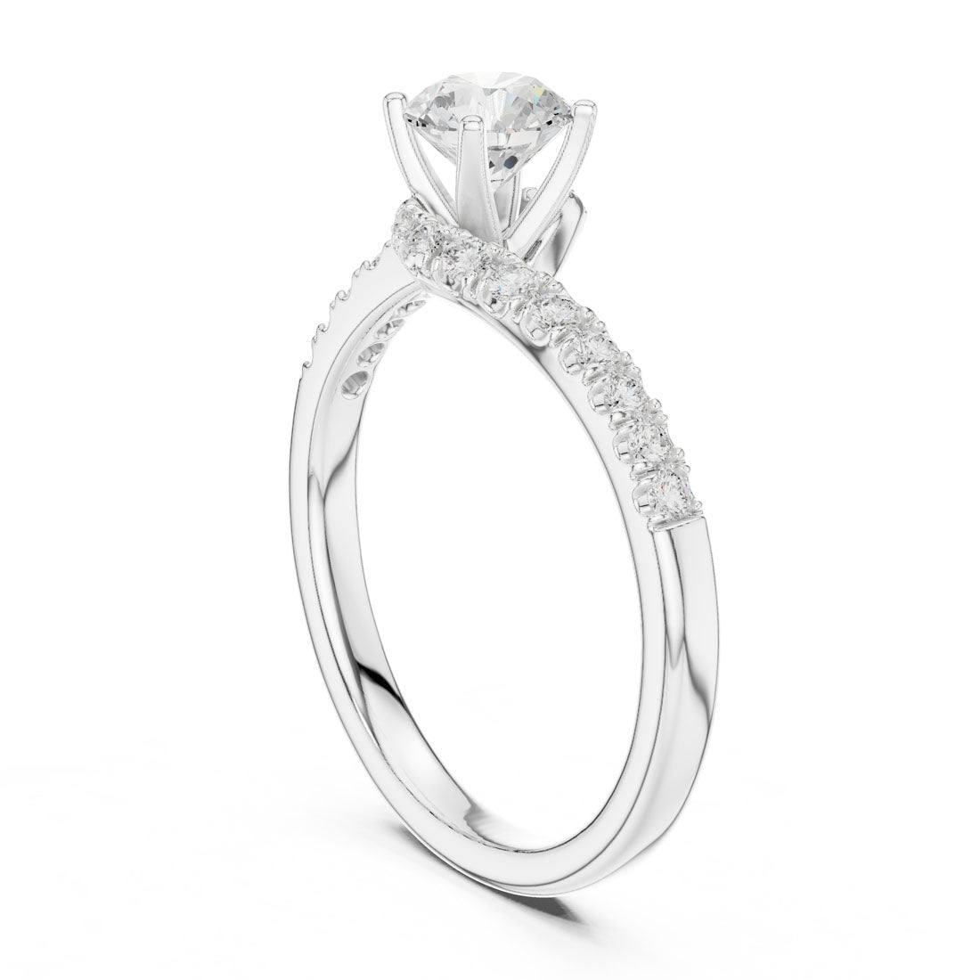 .85 Ct. Round Diamond Solitaire with Bypass Pave Band (LR-0320) 10