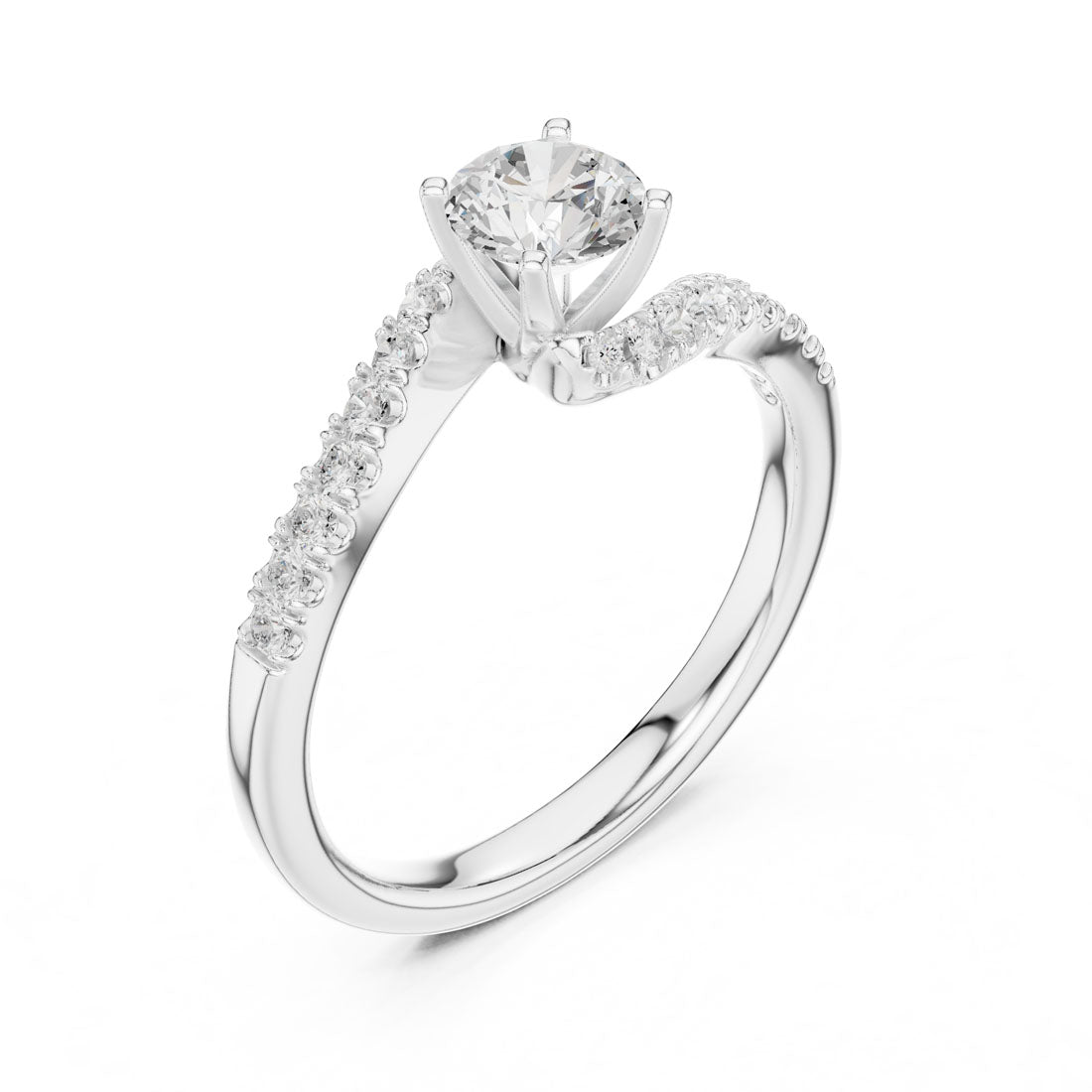 .85 Ct. Round Diamond Solitaire with Bypass Pave Band (LR-0320) 6