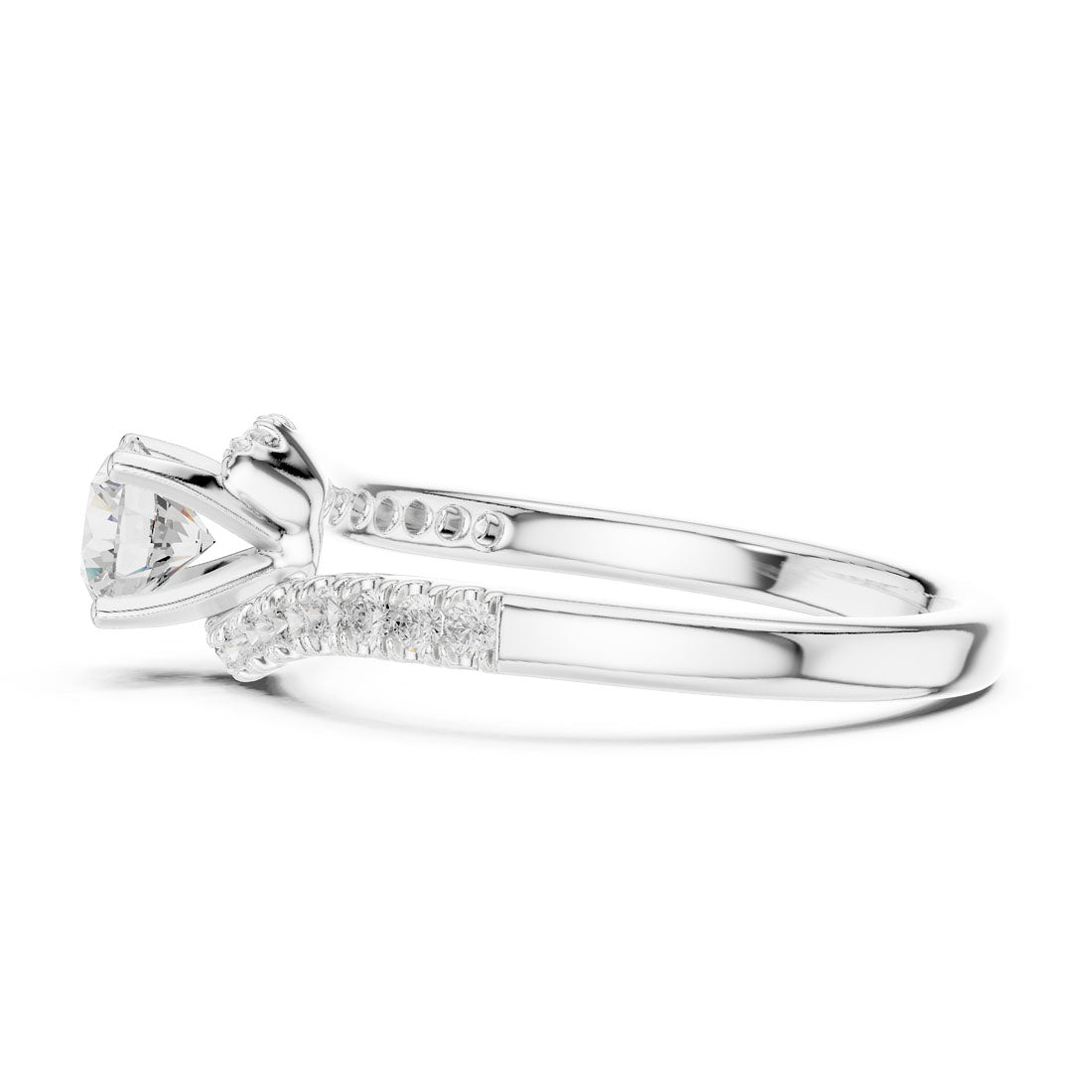 .85 Ct. Round Diamond Solitaire with Bypass Pave Band (LR-0320) 12