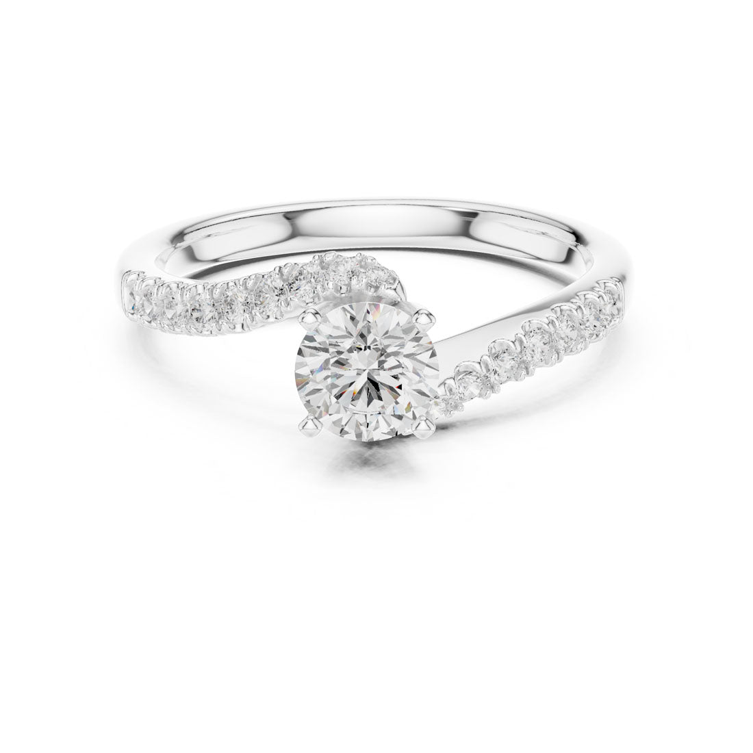 .85 Ct. Round Diamond Solitaire with Bypass Pave Band (LR-0320) 5