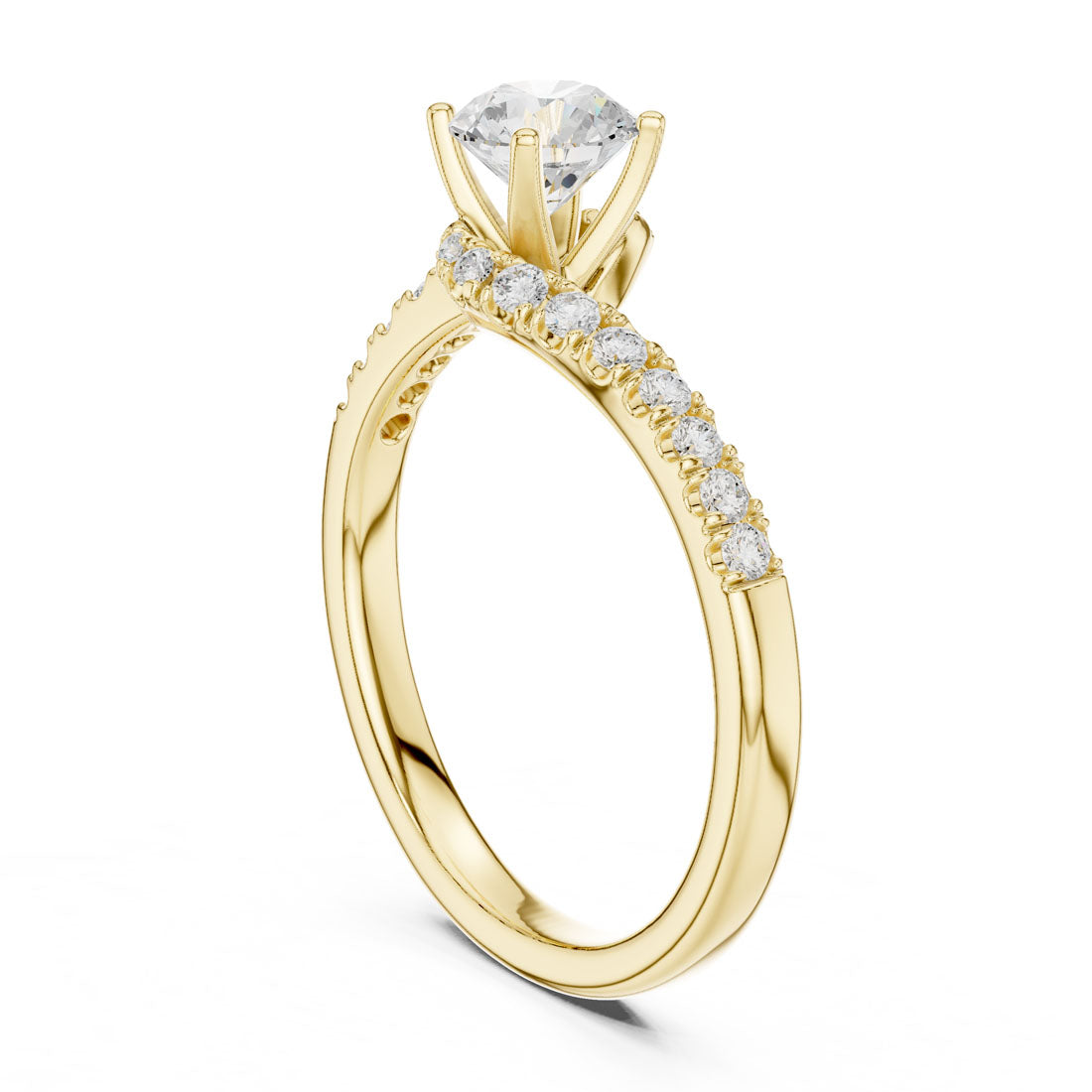 .85 Ct. Round Diamond Solitaire with Bypass Pave Band (LR-0320) 3