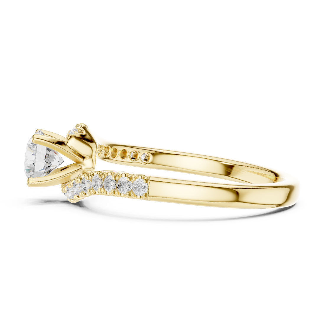 .85 Ct. Round Diamond Solitaire with Bypass Pave Band (LR-0320) 4