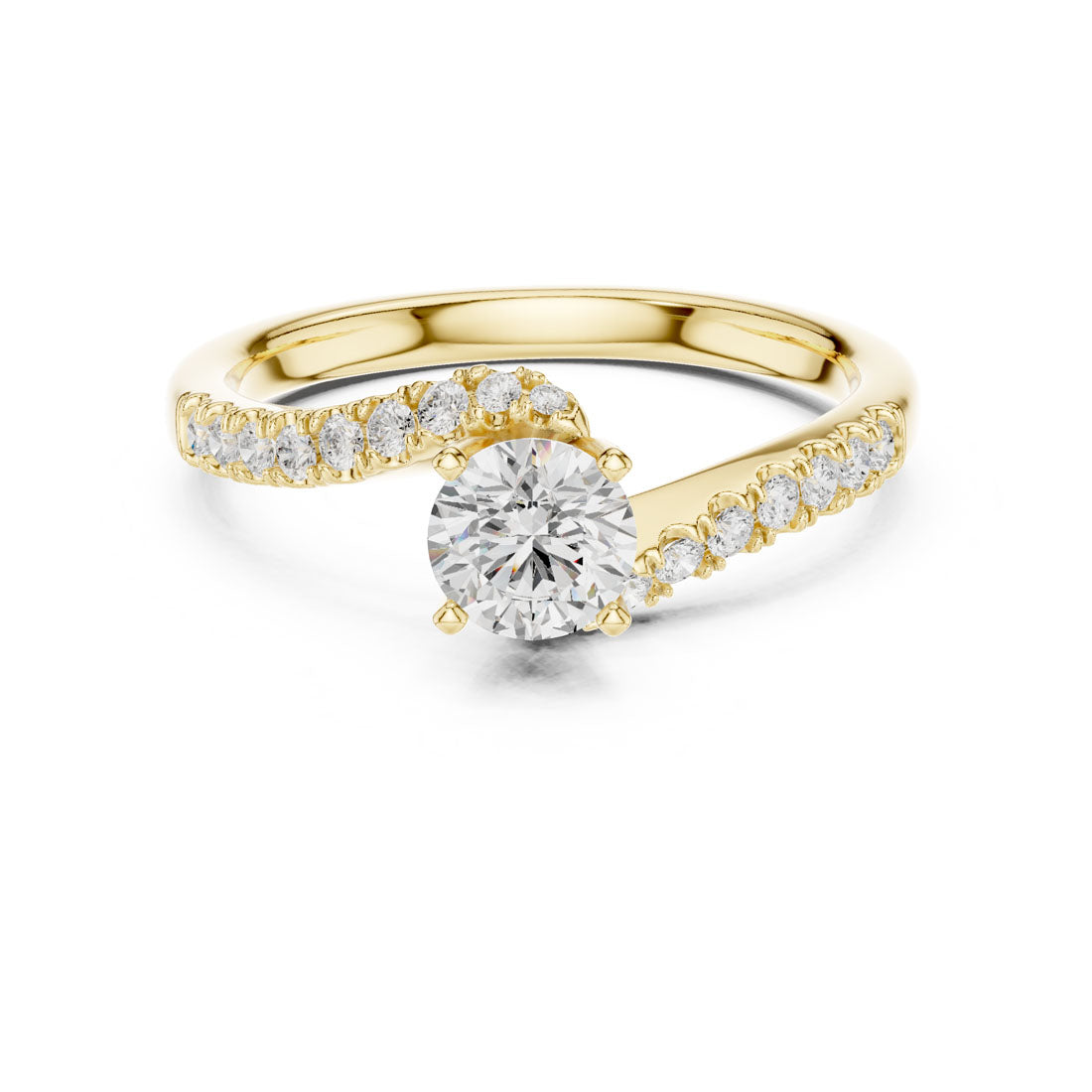 .85 Ct. Round Diamond Solitaire with Bypass Pave Band (LR-0320)