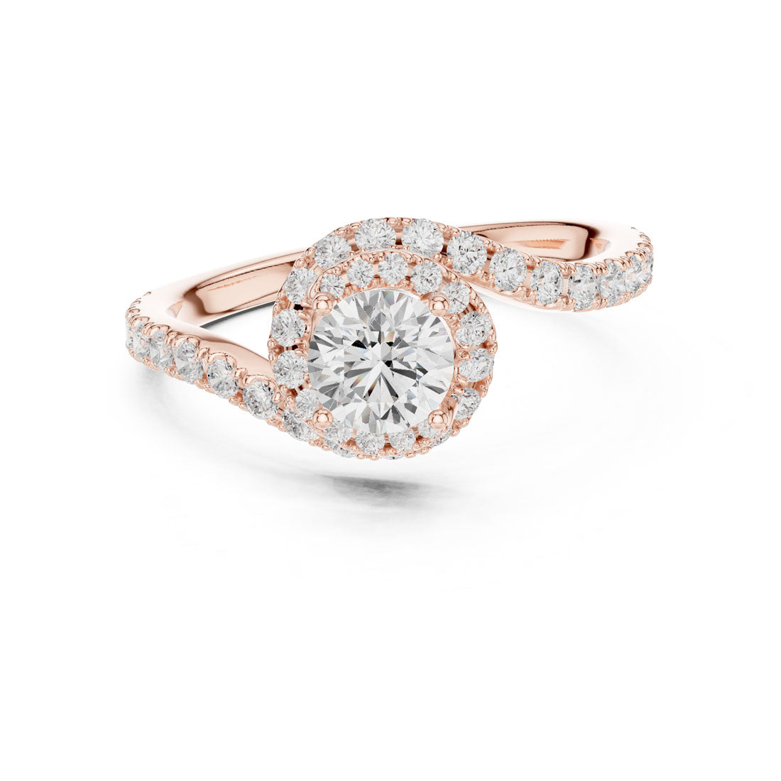 1.20 Ct. Round Diamond Halo Ring with Bypass Pavé Band (LR-0325) 7