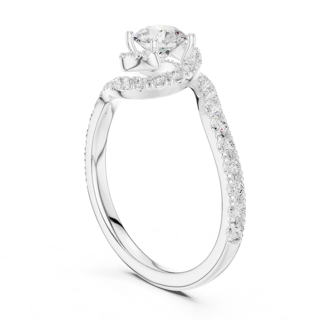 1.20 Ct. Round Diamond Halo Ring with Bypass Pavé Band (LR-0325) 6