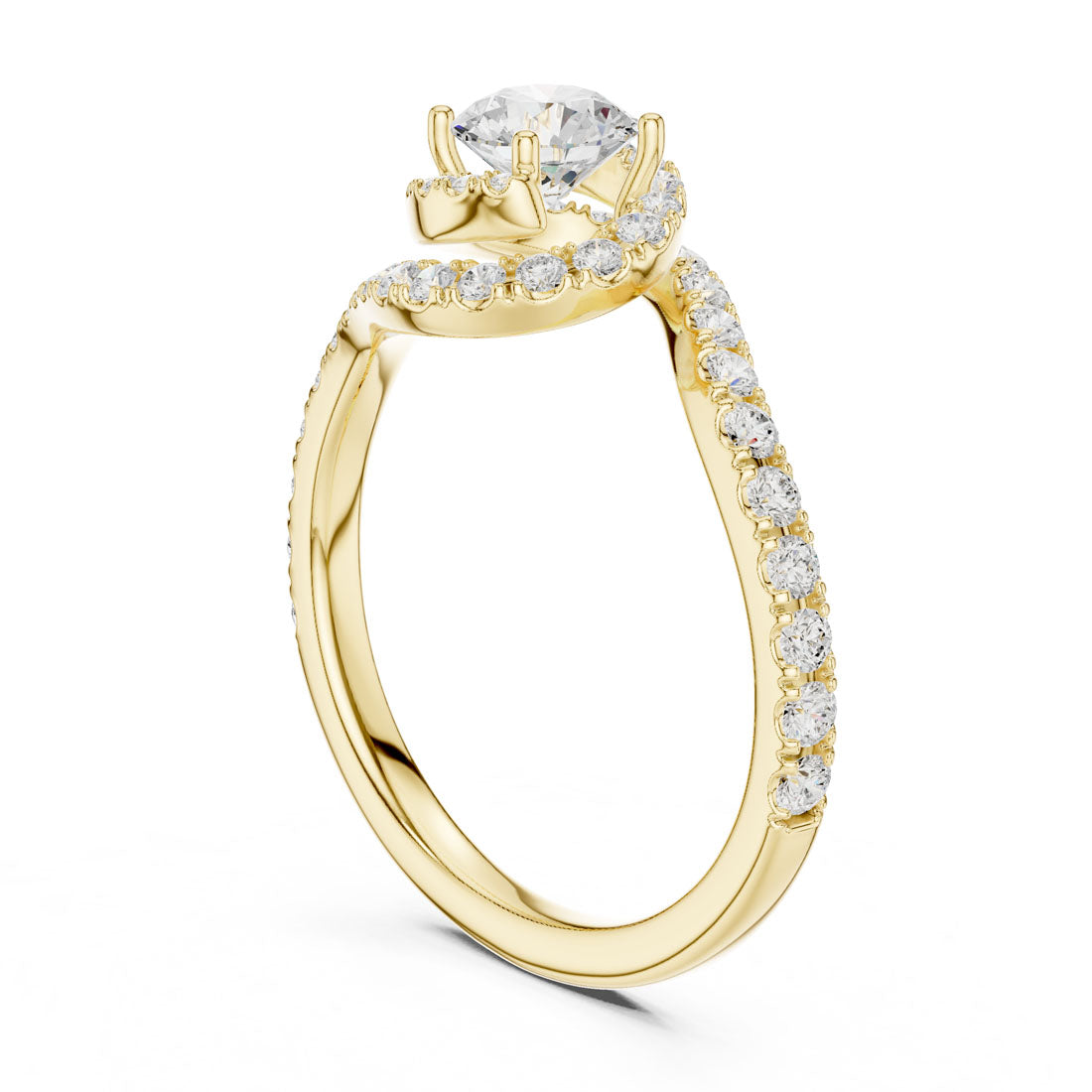 1.20 Ct. Round Diamond Halo Ring with Bypass Pavé Band (LR-0325) 3