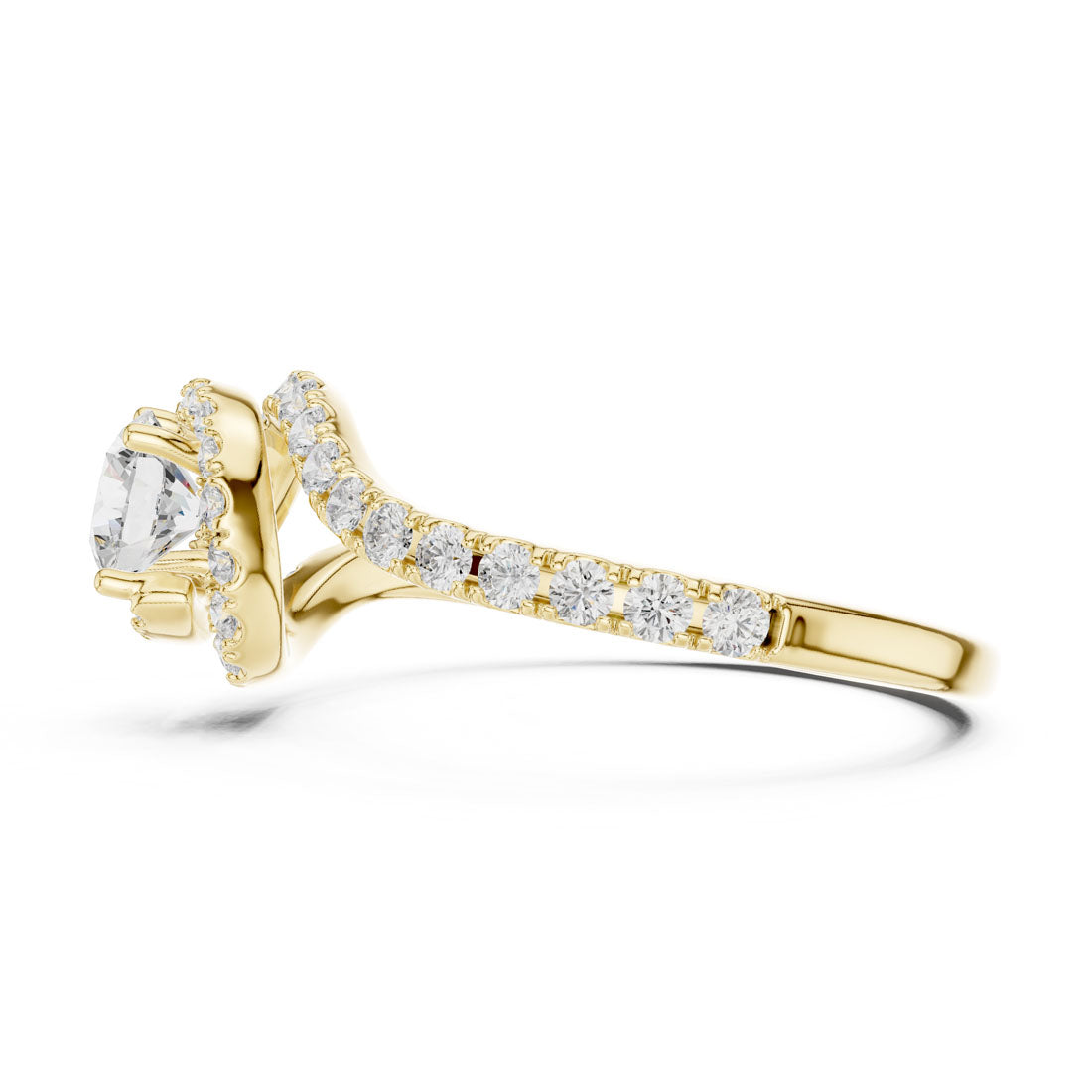 1.20 Ct. Round Diamond Halo Ring with Bypass Pavé Band (LR-0325) 4