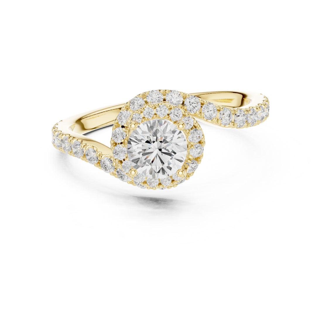 1.20 Ct. Round Diamond Halo Ring with Bypass Pavé Band (LR-0325) 5