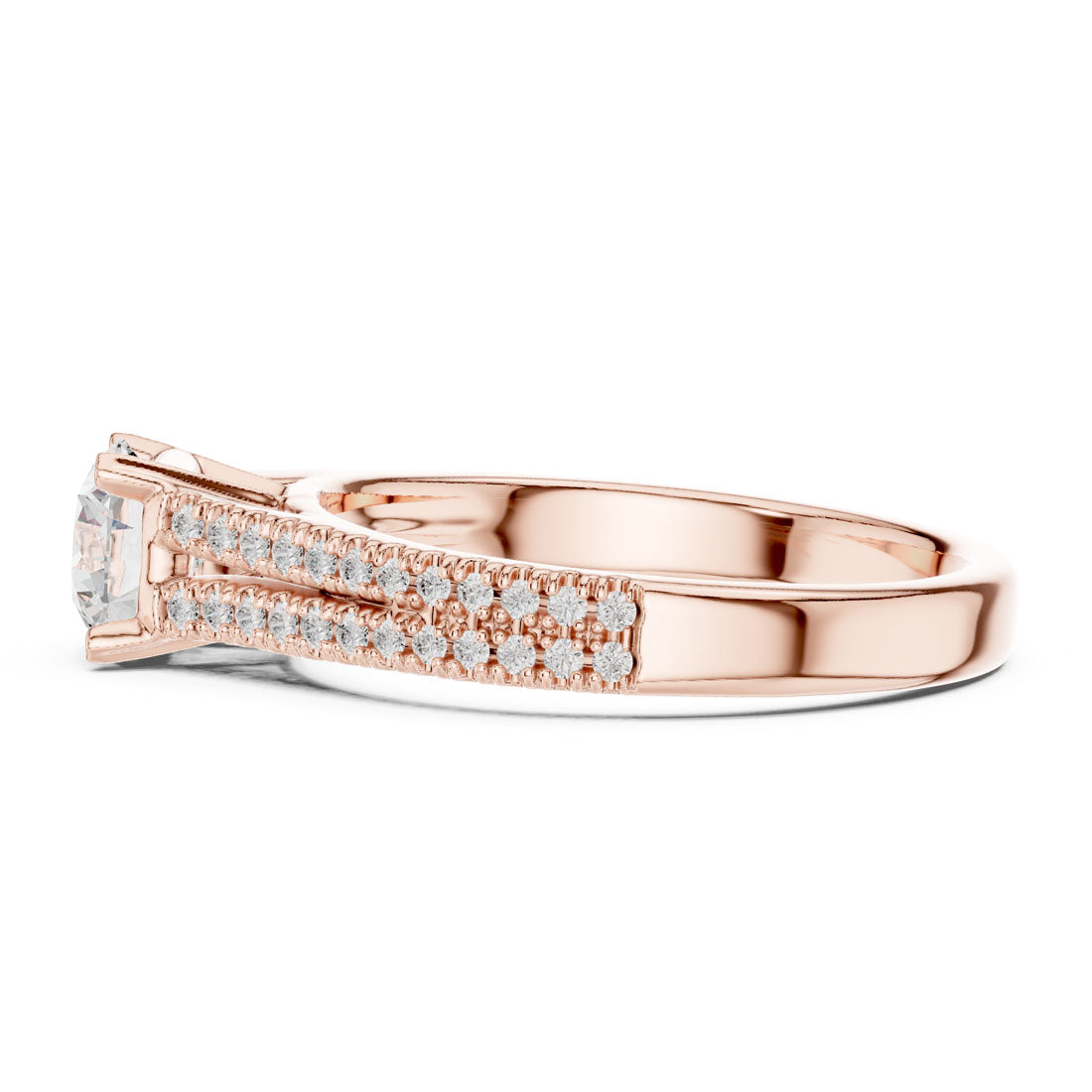 1.06 Ct. Round Diamond Solitaire with Double-Row Pavé Band (LR-0326) 11